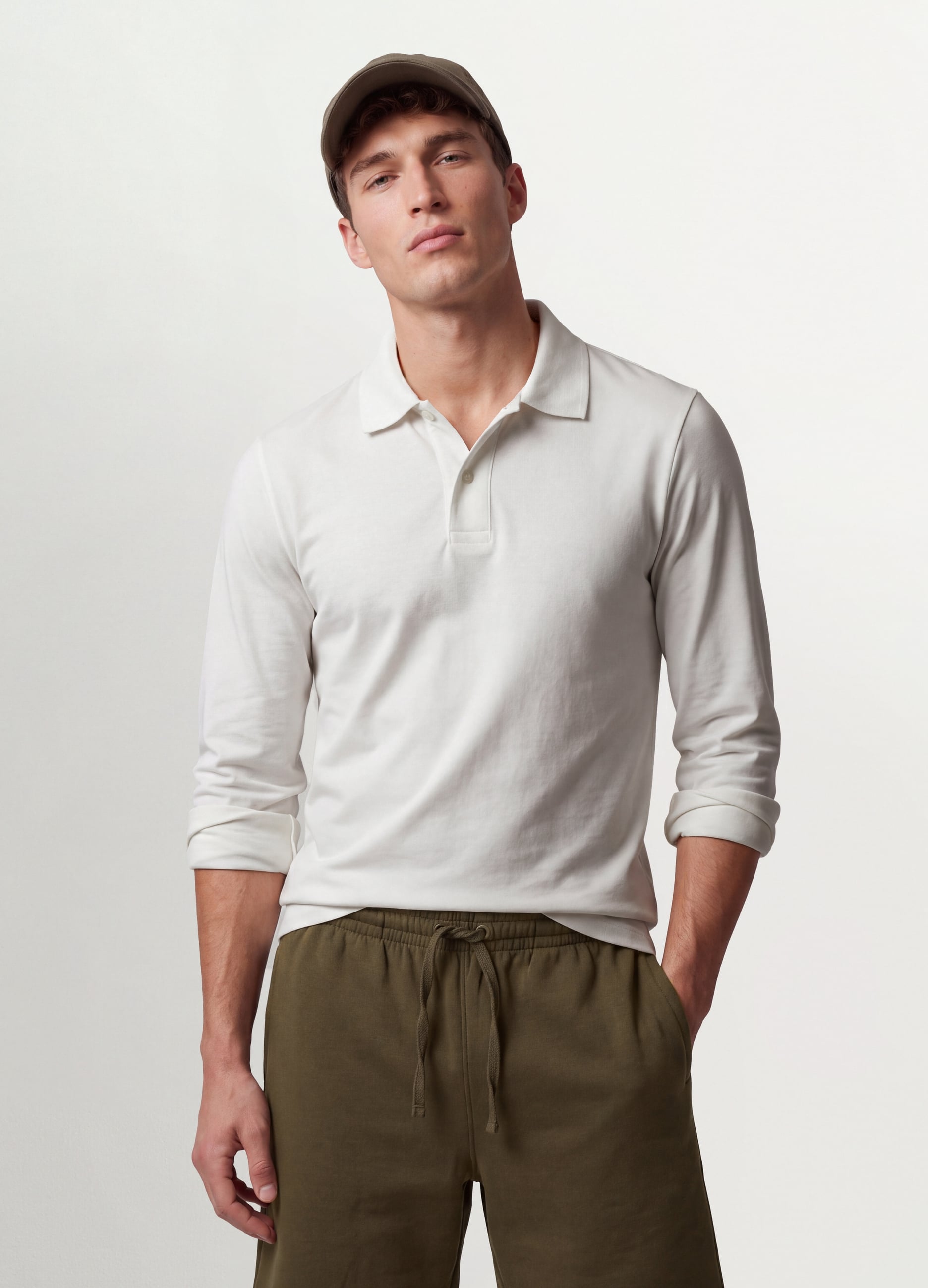 OVS, Polo Bianca In Piquet Di Puro Cotone Organico A Maniche Lunghe Regular Fit, Uomo, Bianco, Taglia: L