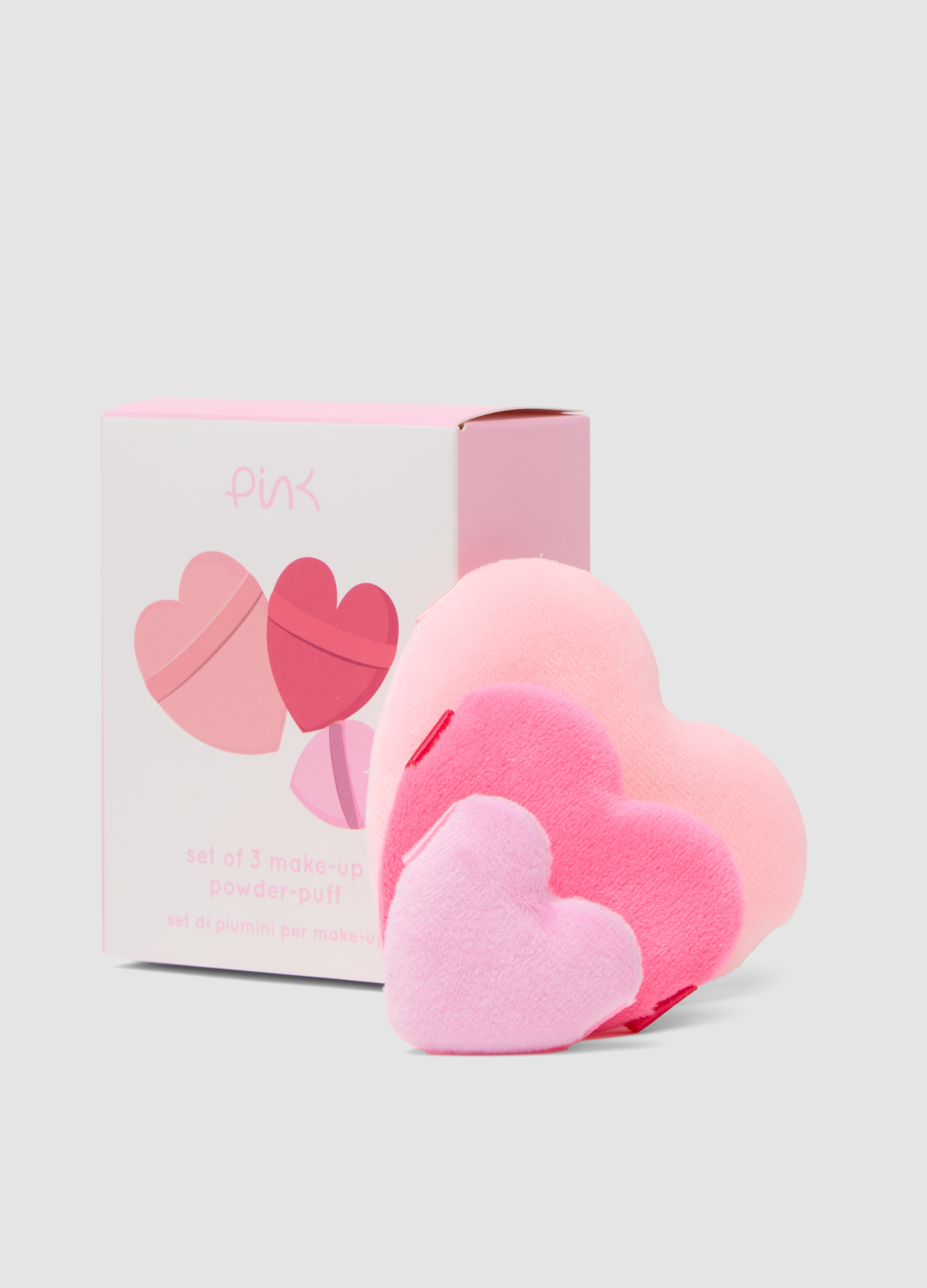 ESSENTIAL PINK, Pink Set 3 Heart-shaped Puffes, Donna, Rosa, Taglia: FASUL
