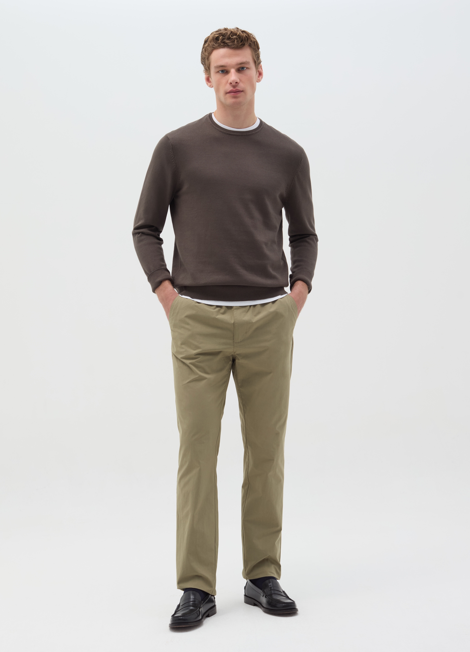 OVS , Pullover In Cotone Con Scollo Rotondo, Uomo, Marrone, Taglia: M