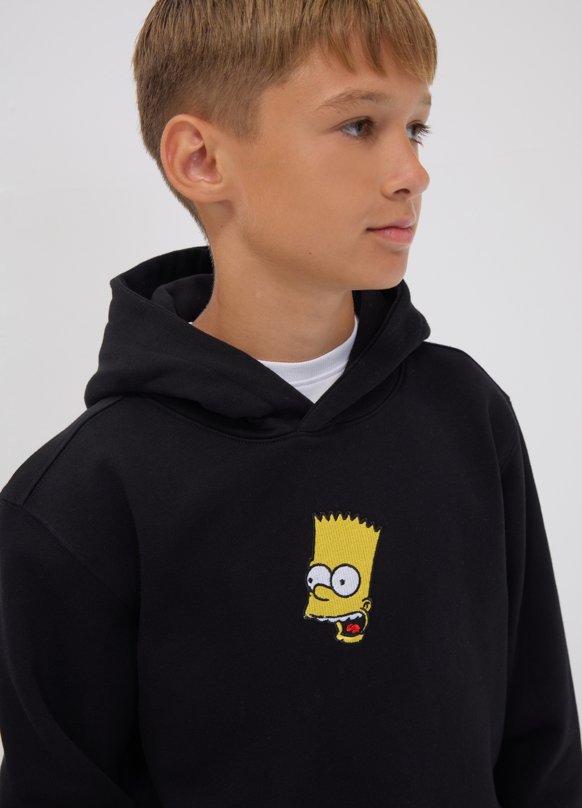 OVS KIDS, Felpa Nera Con Cappuccio In Puro Cotone Stampa Simpsons Per Ragazzo, Bambino, Nero, Taglia: 14-15