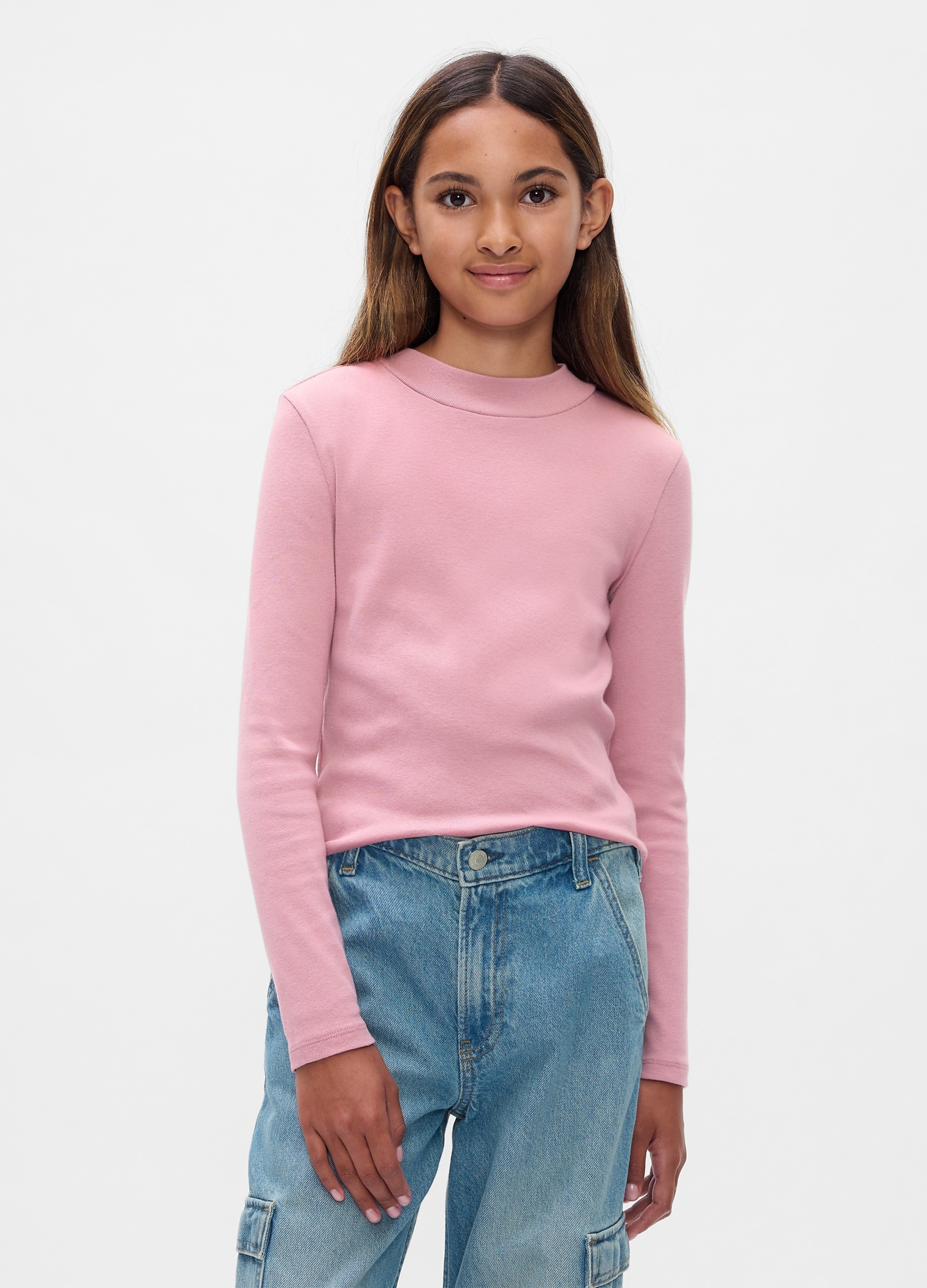 OVS, T-shirt Mock Neck Con Maniche Lunghe, Bambina, Rosa, Taglia: XL/145-152