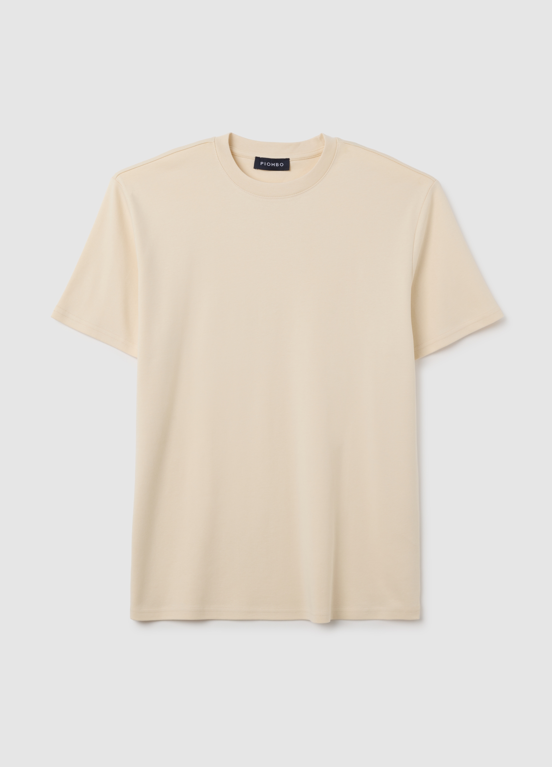 T-shirt In Puro Cotone Beige Regular Fit, Hombre, Blanco marfil, Talla: XXL