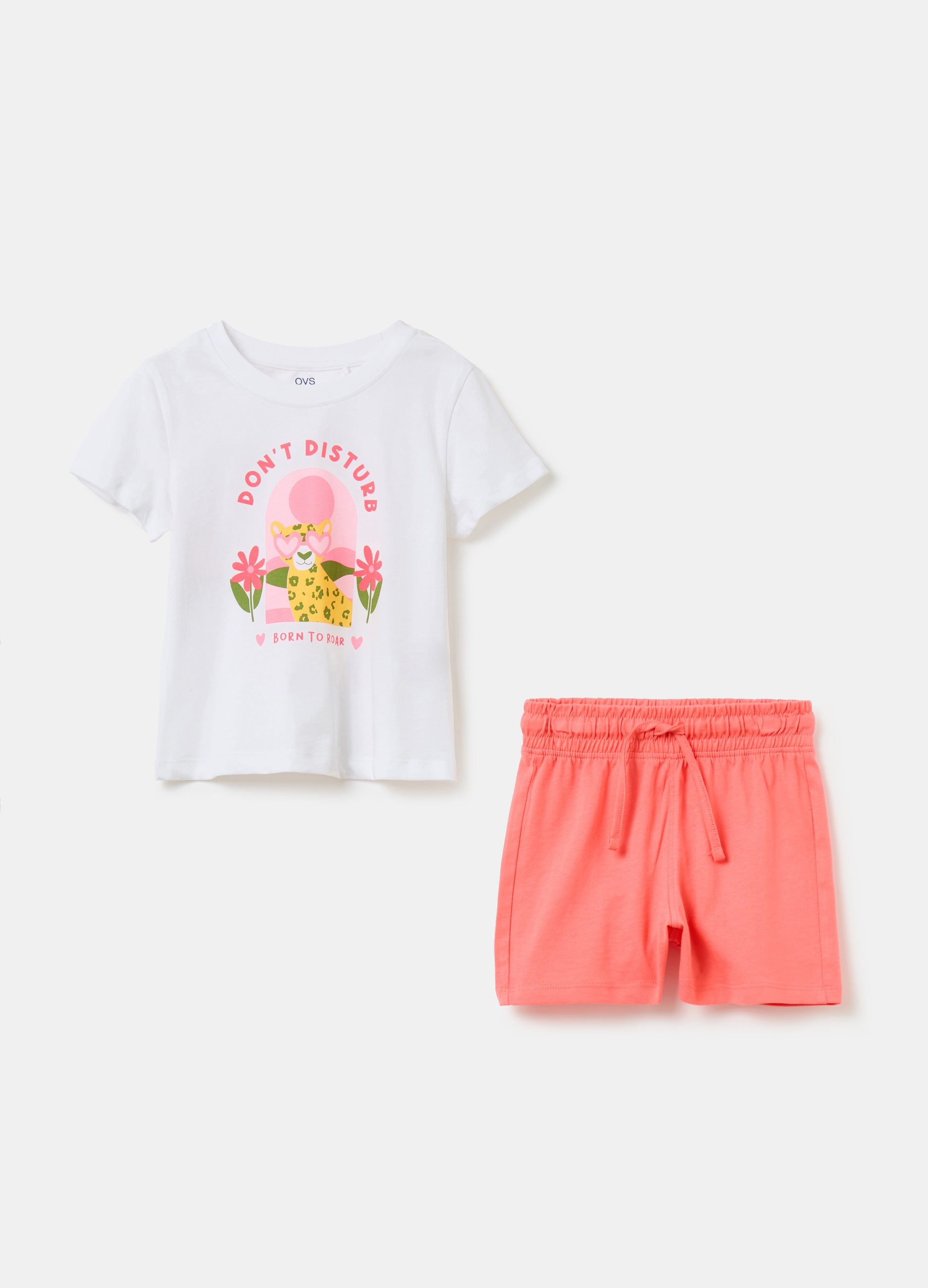 OVS, Set T-shirt Con Stampa E Shorts, Bambina, Multicolor, Taglia: 3-4