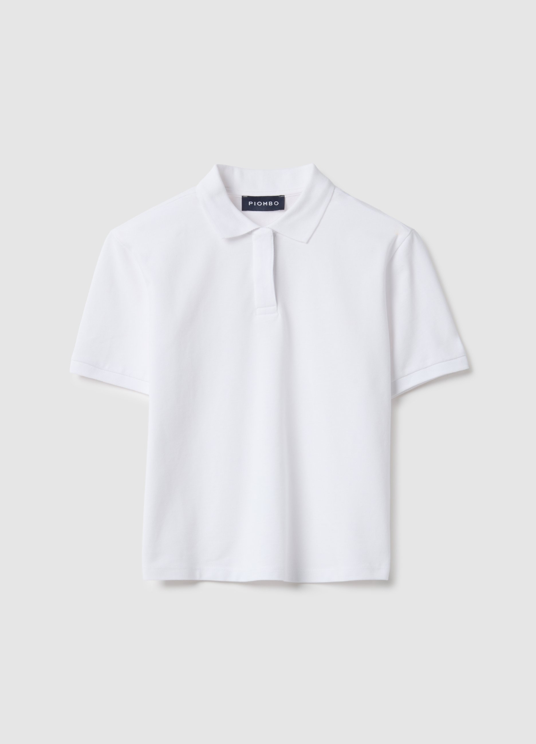 PIOMBO, Polo Blanco De Puro Algodón Ajuste Regular, Mujer, Blanco óptico, Talla: 34