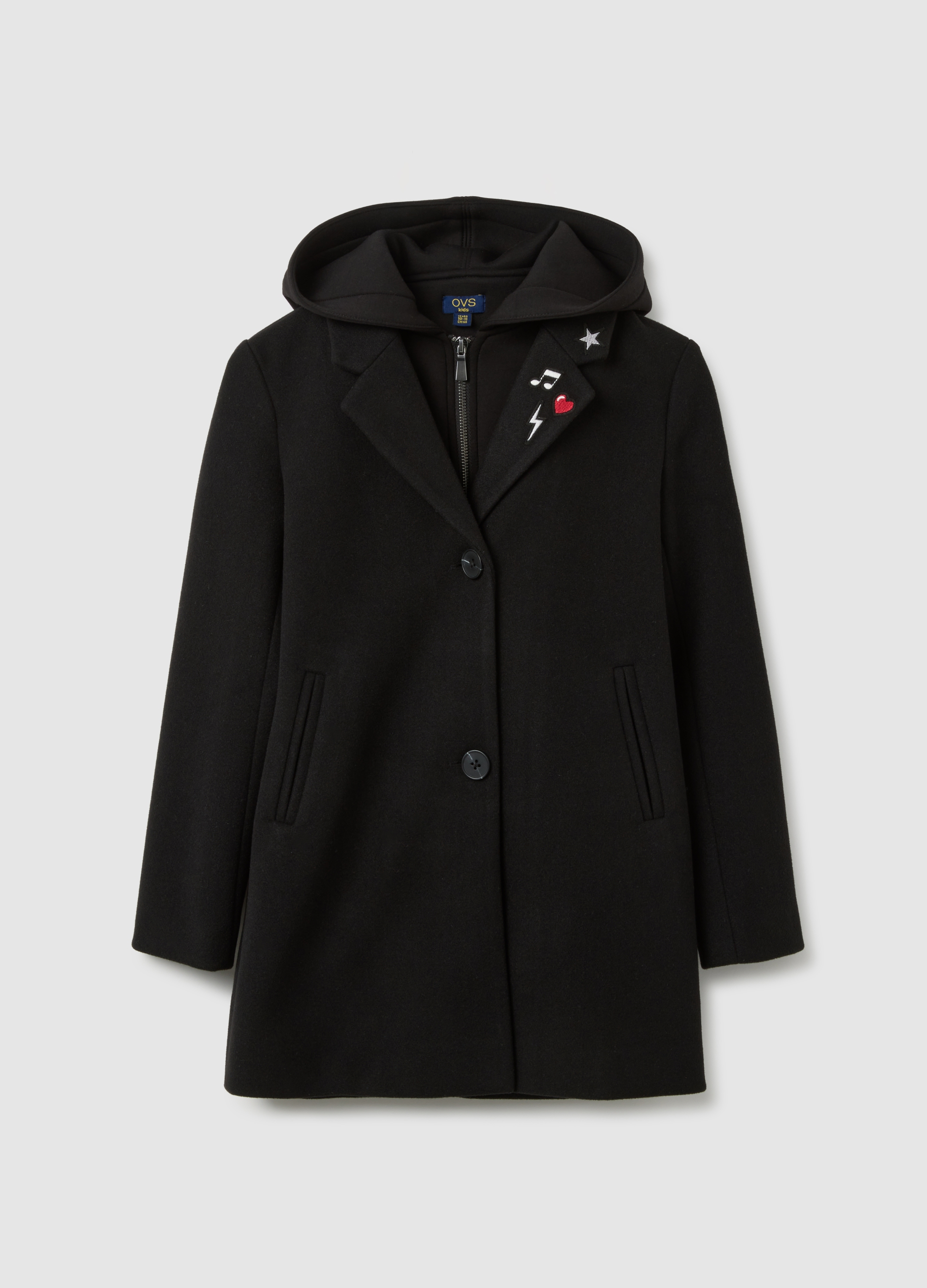 OVS, Abrigo Negro Con Capucha Desmontable, Niña, Negro, Talla: 14-15