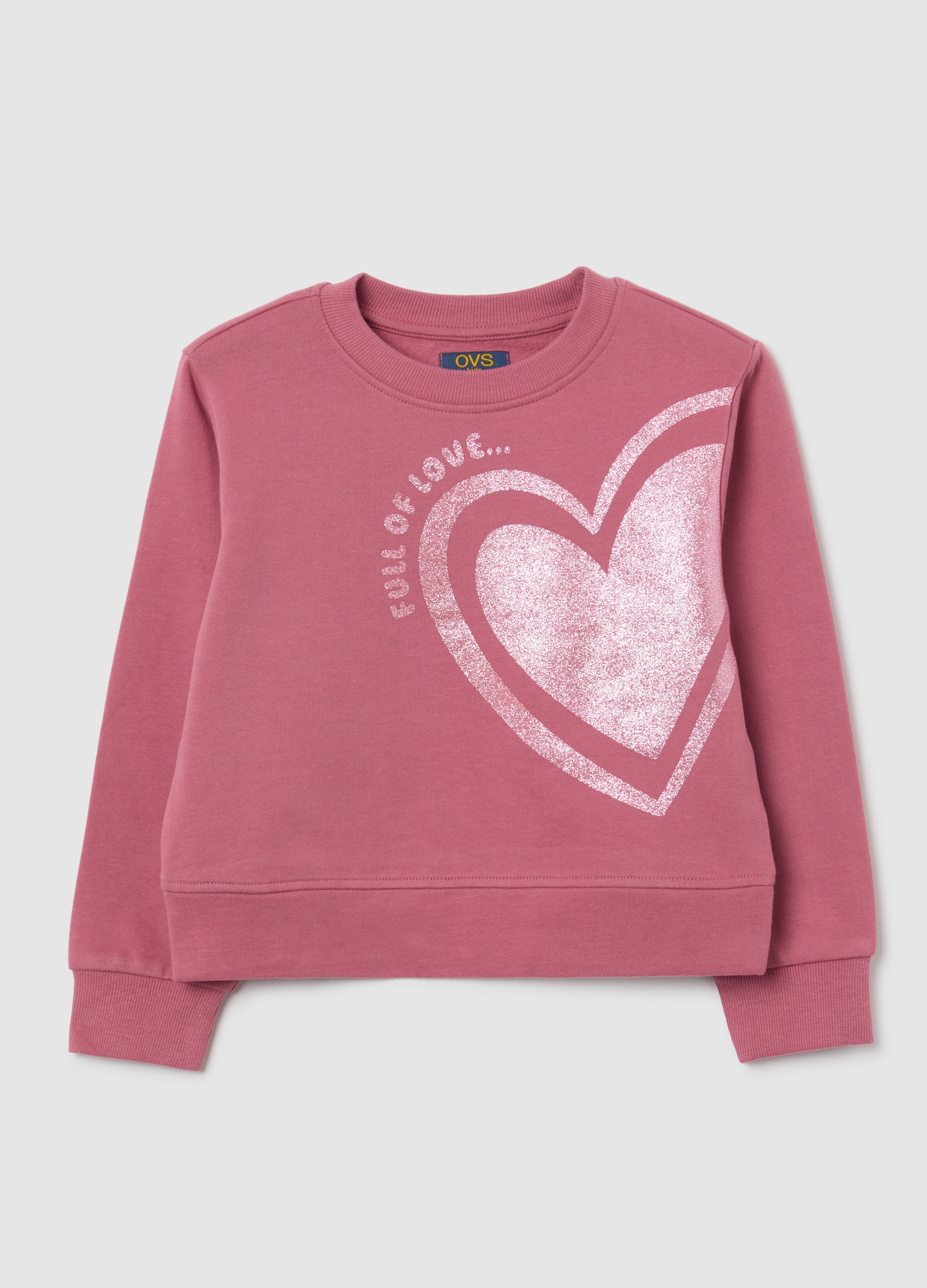 OVS KIDS, Felpa Da Bambina In Puro Cotone Rosa Regular Fit, Rosa, Taglia: 9-10