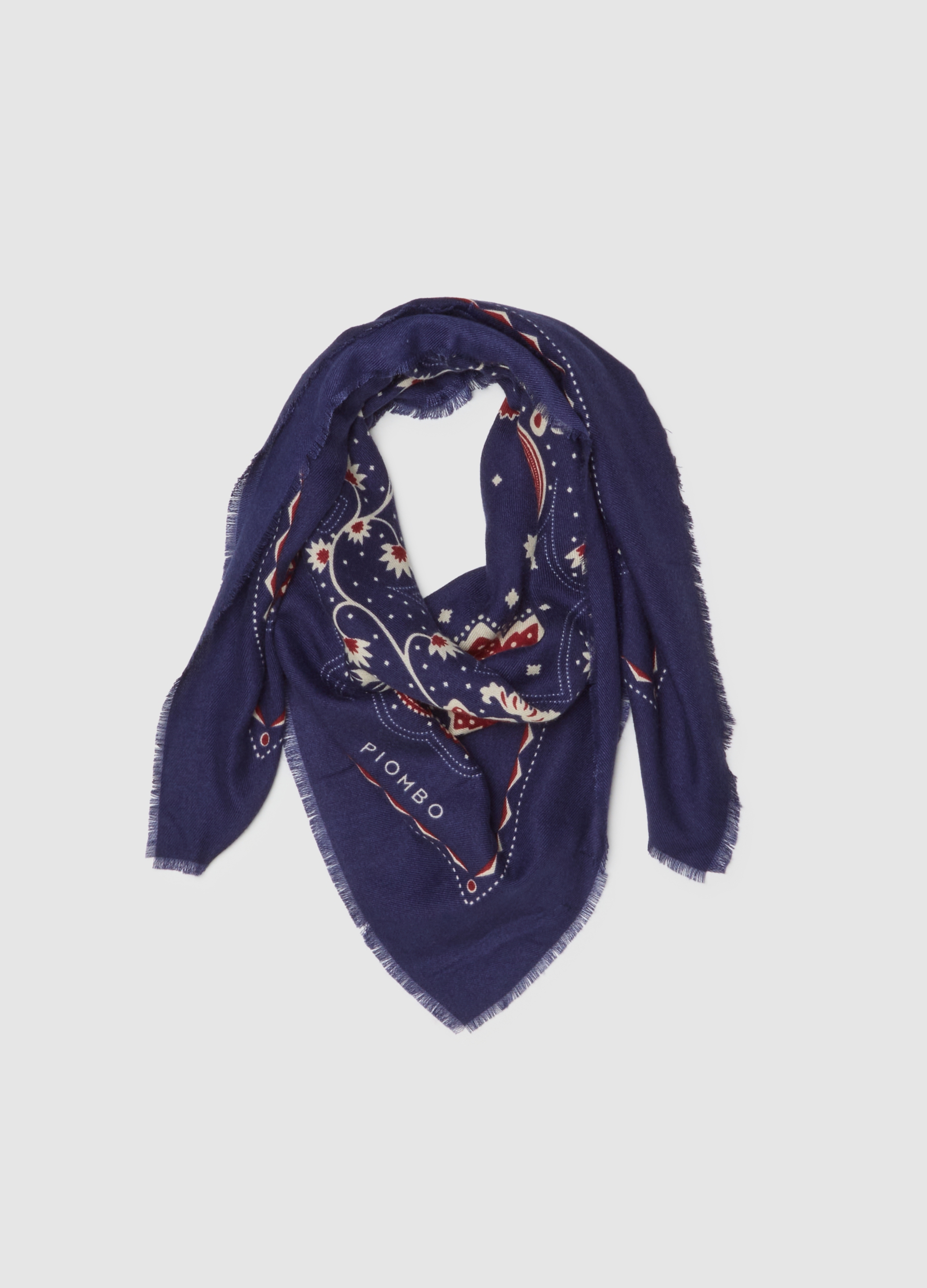 PIOMBO, Foulard Blu Con Dettagli Floreali, Donna, Multicolor, Taglia: ONE SIZE