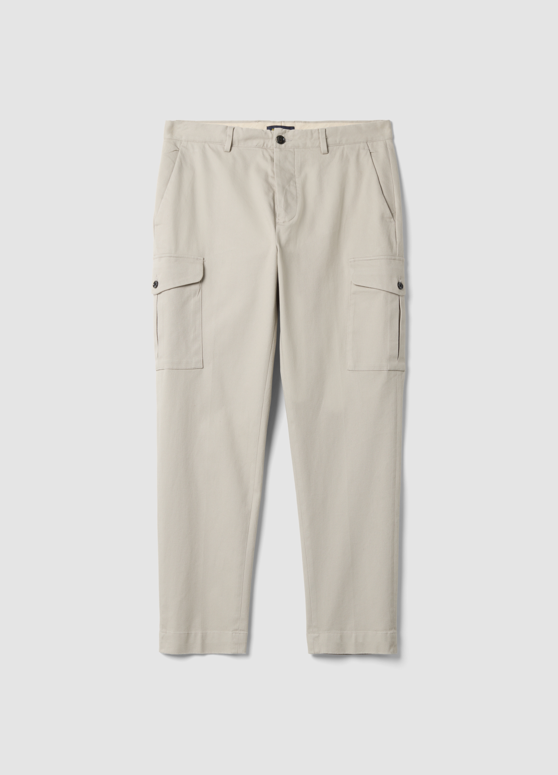 PIOMBO, Pantaloni Grigi Cargo In Twill Di Cotone Elasticizzato Comfort Fit, Uomo, Grigio, Taglia: 54