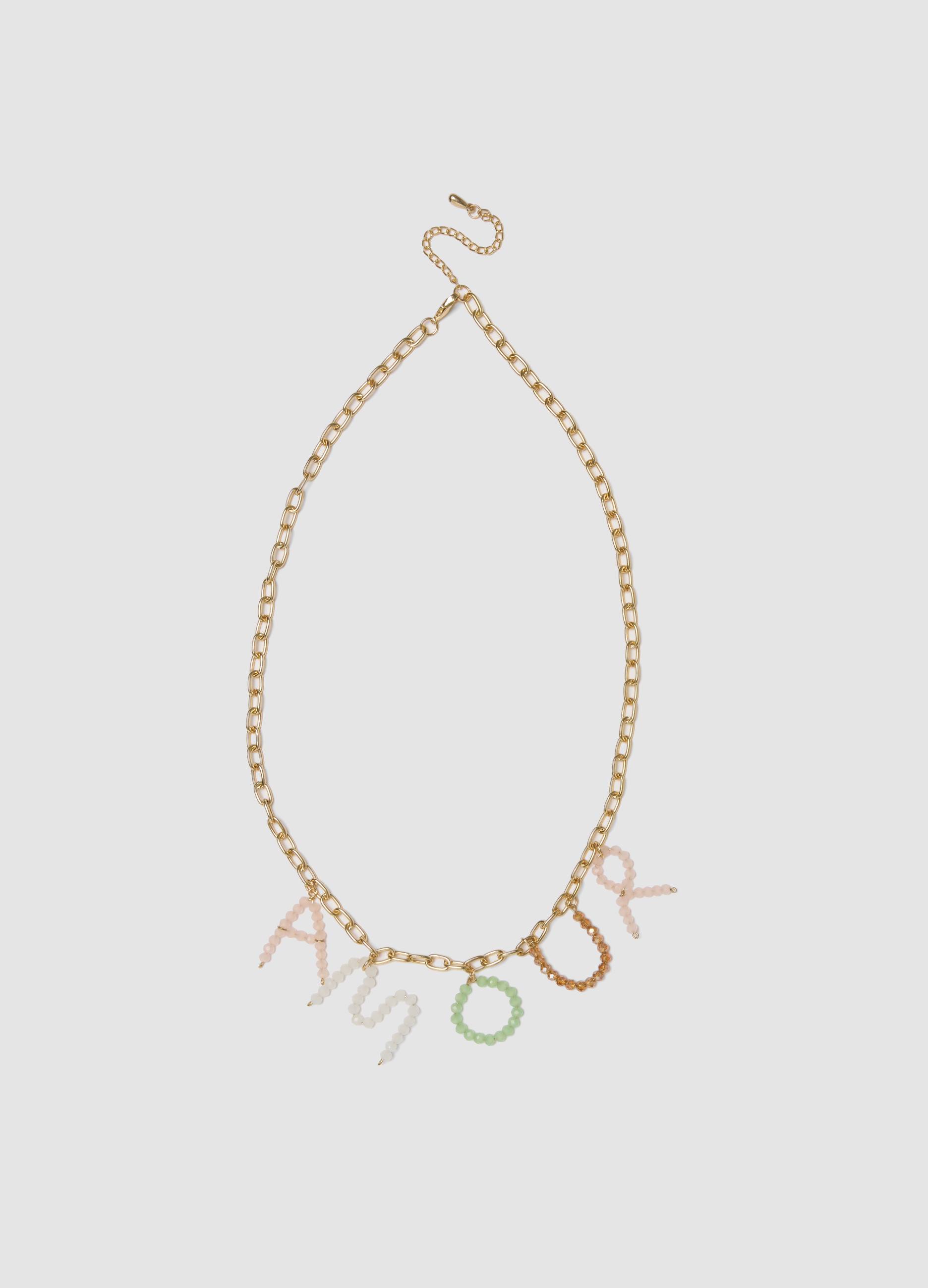 LES COPAINS, Collana Multicolor Con Scritta, Mujer, Blanco, Talla: FASUL