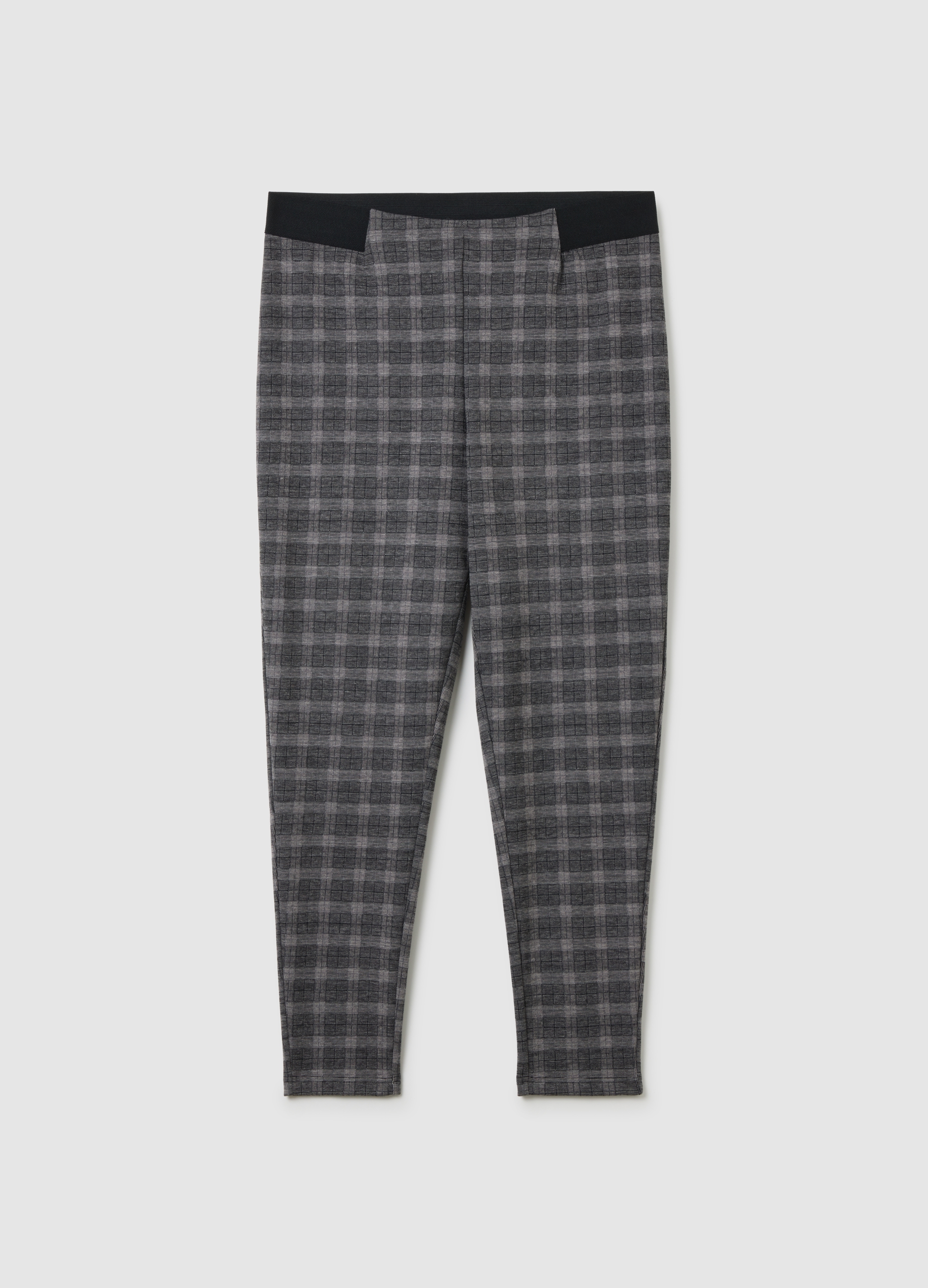 Leggings Ajustados Multicolor A Cuadros, Mujer, Grey/Black, Talla: XL