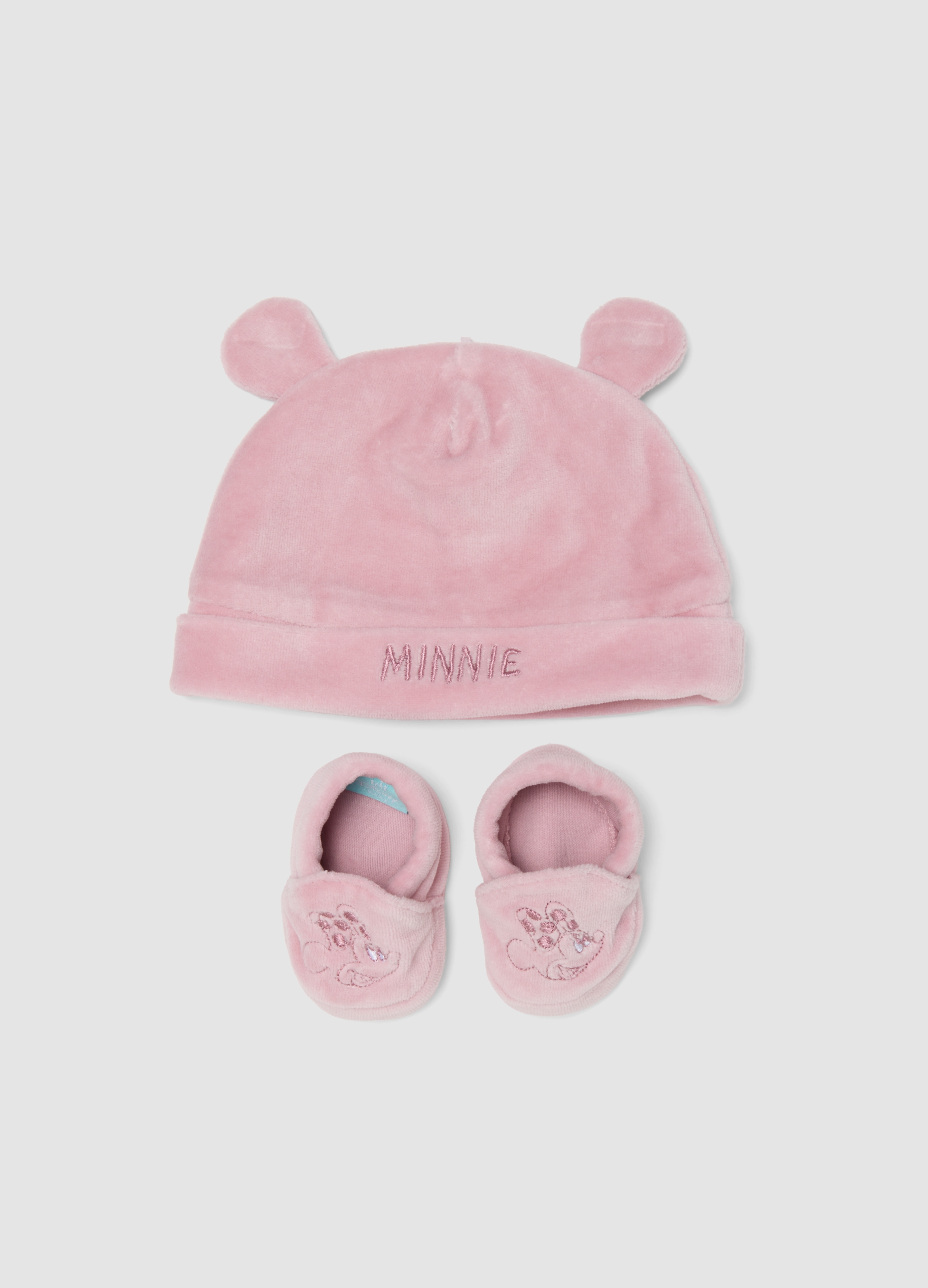 FAGOTTINO, Set Rosa Con Cappellino E Scarpine Baby E Ricamo Minnie Per Neonata, Rosa, Taglia: ONE SIZE