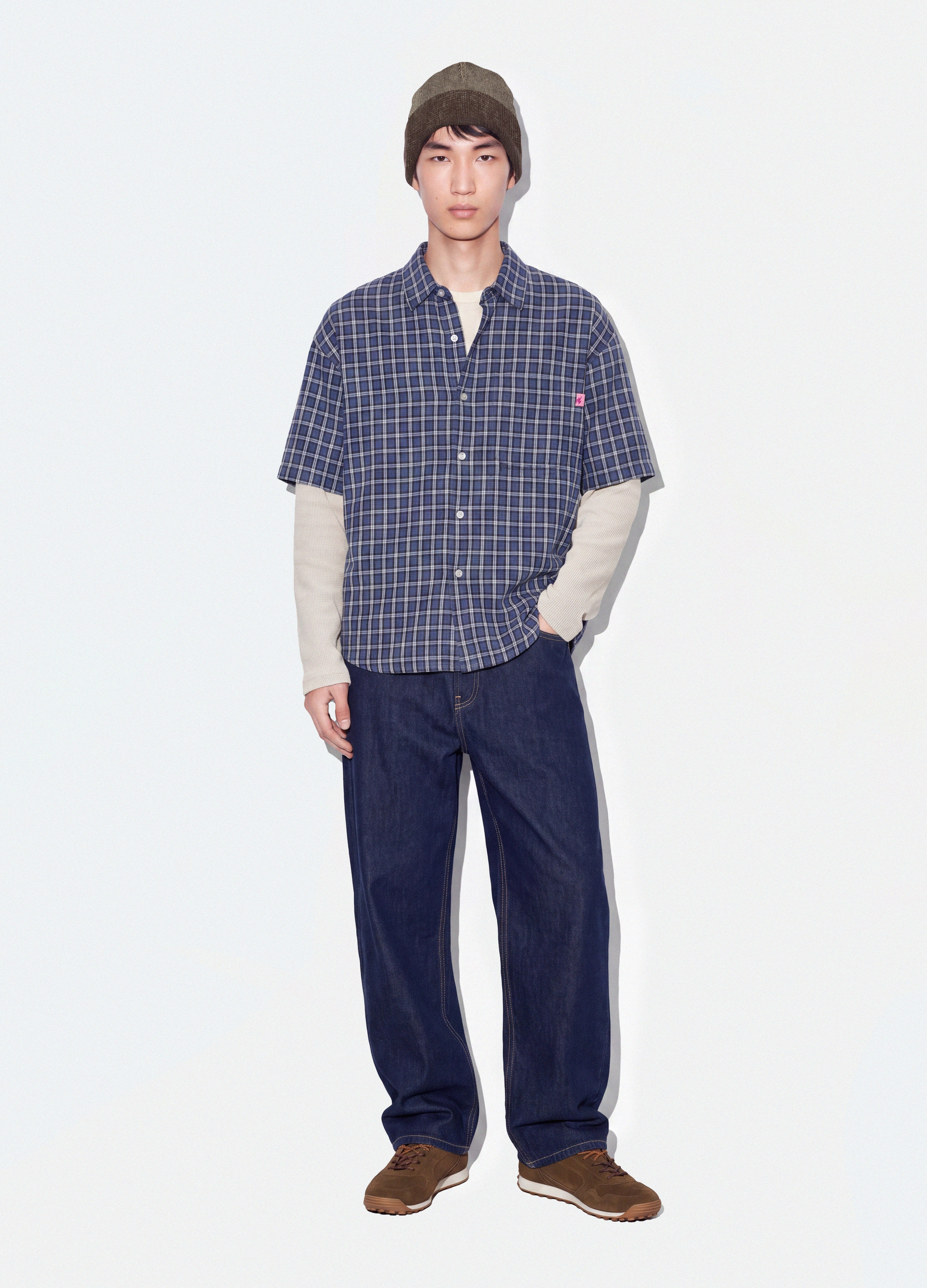 B.ANGEL, Jeans Denim Blu In Puro Cotone Baggy Fit, Uomo, Blu, Taglia: 42