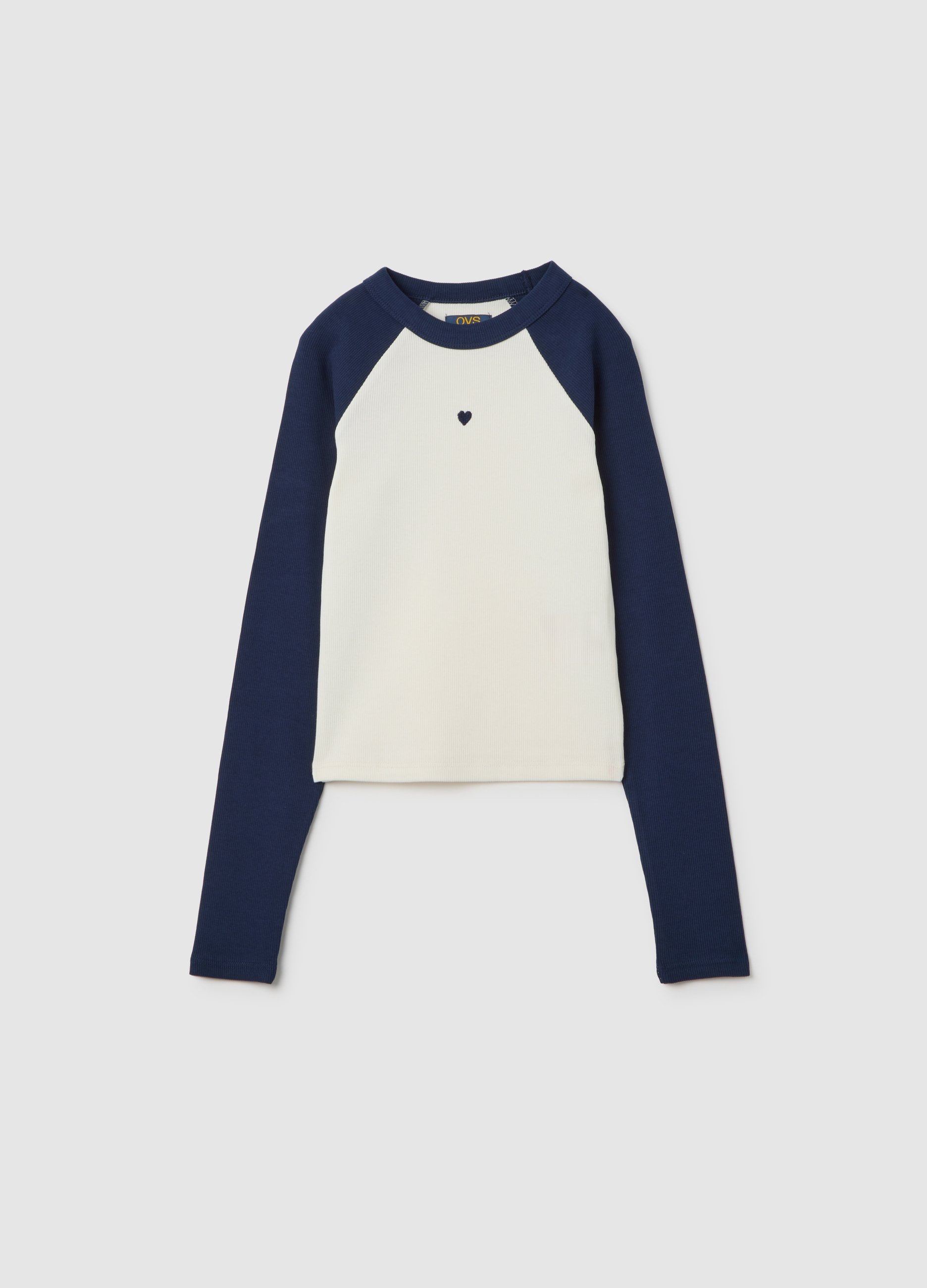 Camiseta De Manga Larga Para Niña En Blanco Y Azul De Algodón, Niña, Blanco/azul, Talla: 12-13