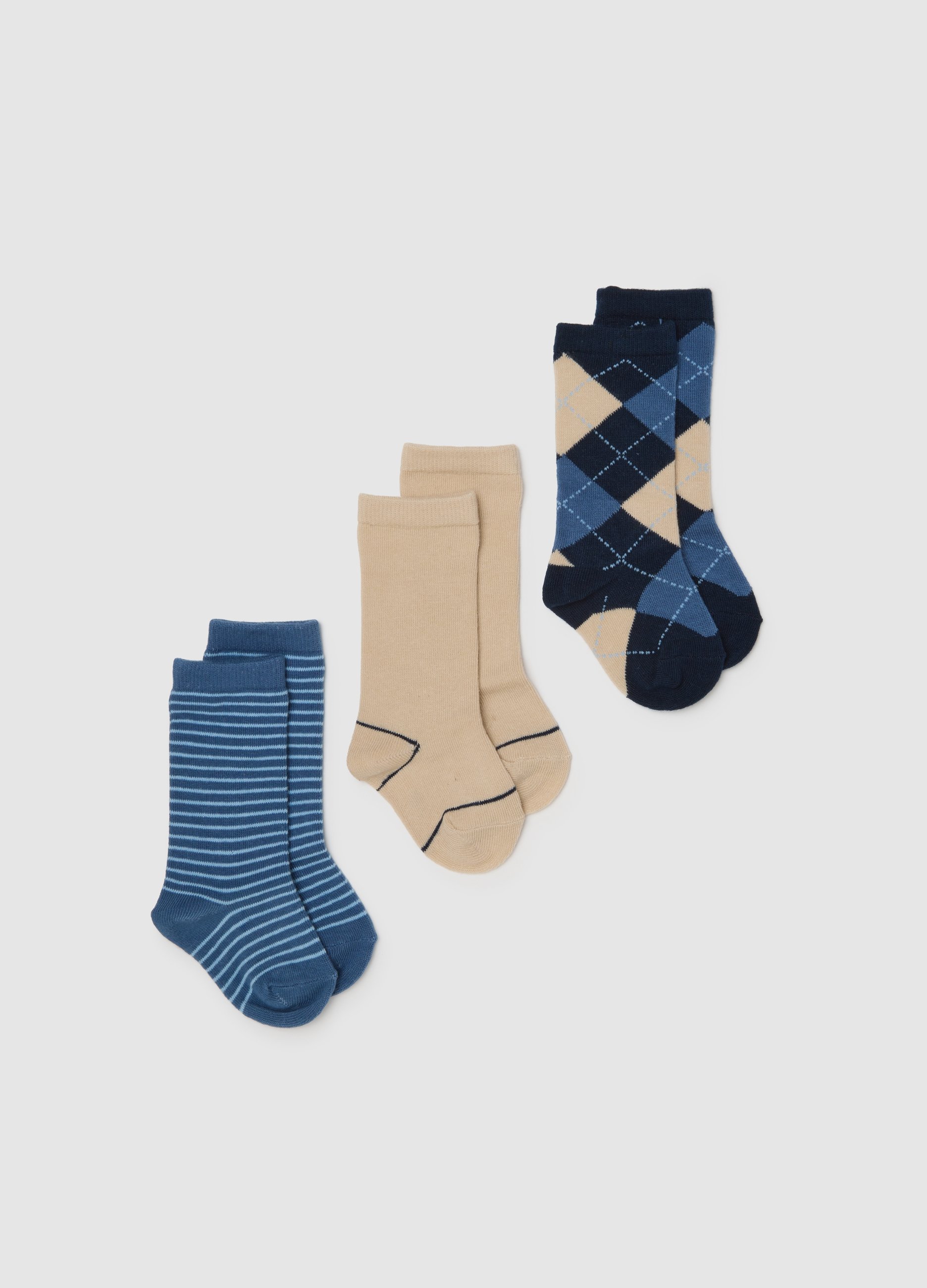 FAGOTTINO, Tripack Calze Da Neonato In Misto Cotone Multicolor A Righe, Bambino, Multicolor, Taglia: 24-30