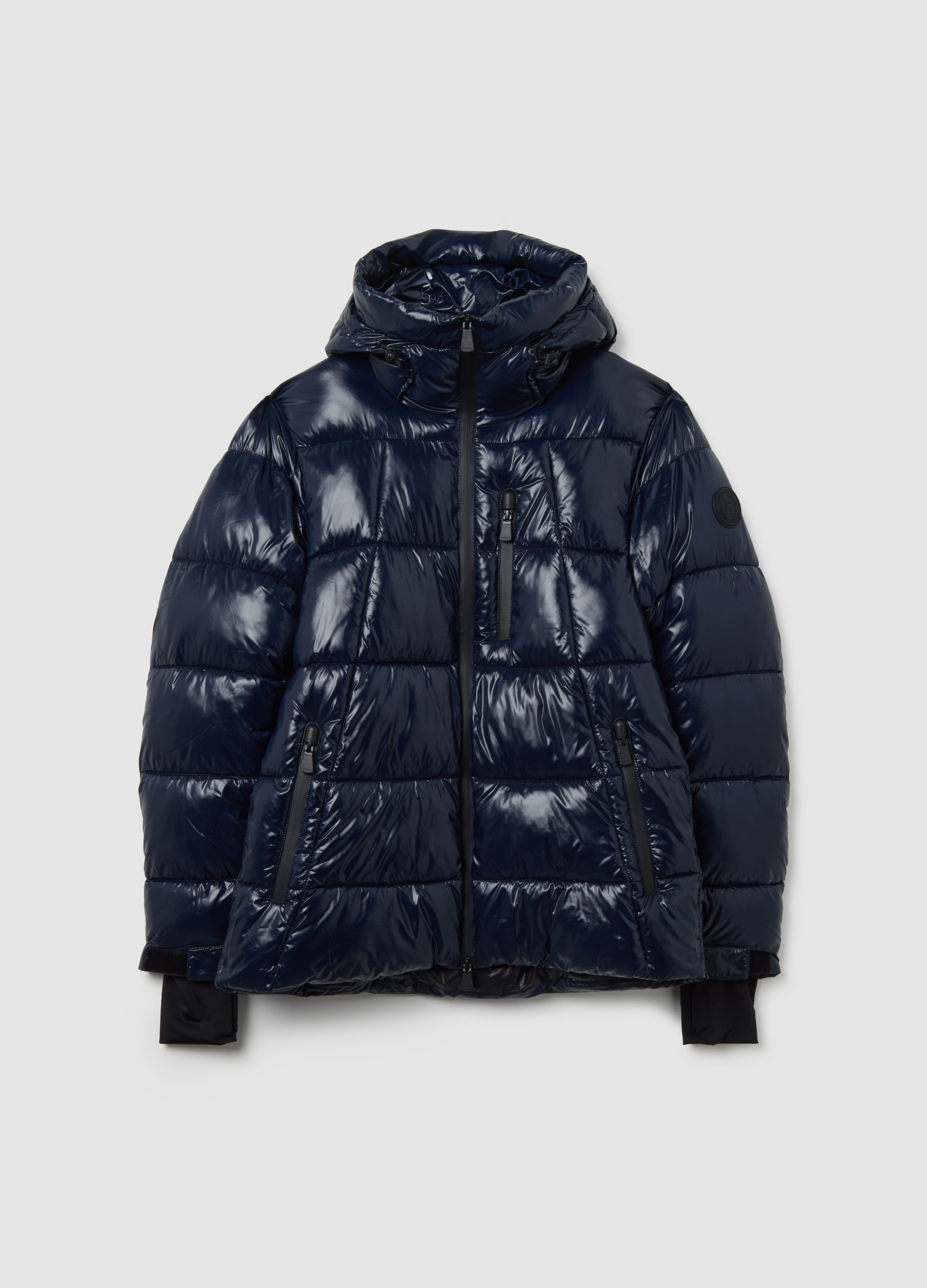 PIOMBO, Chaqueta Azul Acolchada Regular Fit Repelente Al Agua Con Cremallera, Unisex, Azul oscuro, Talla: XXL