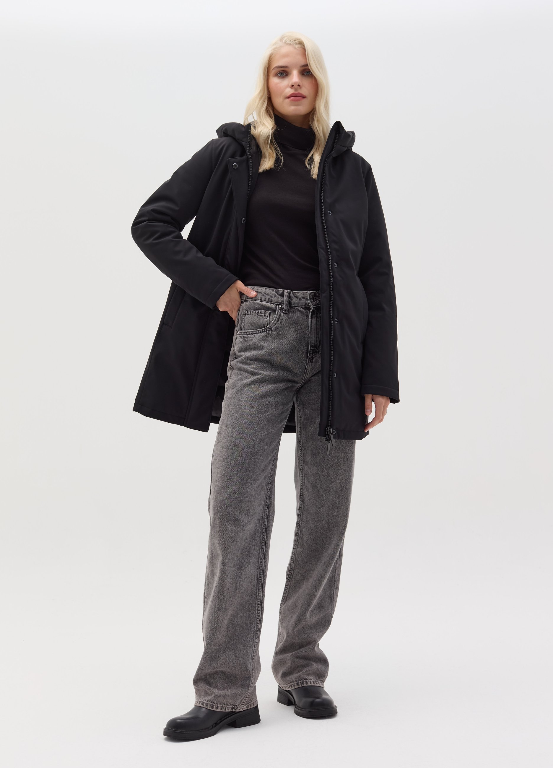 URBAN COMMUTER, Parka Larga Con Relleno De Repreve®, Mujer, Negro, Talla: S