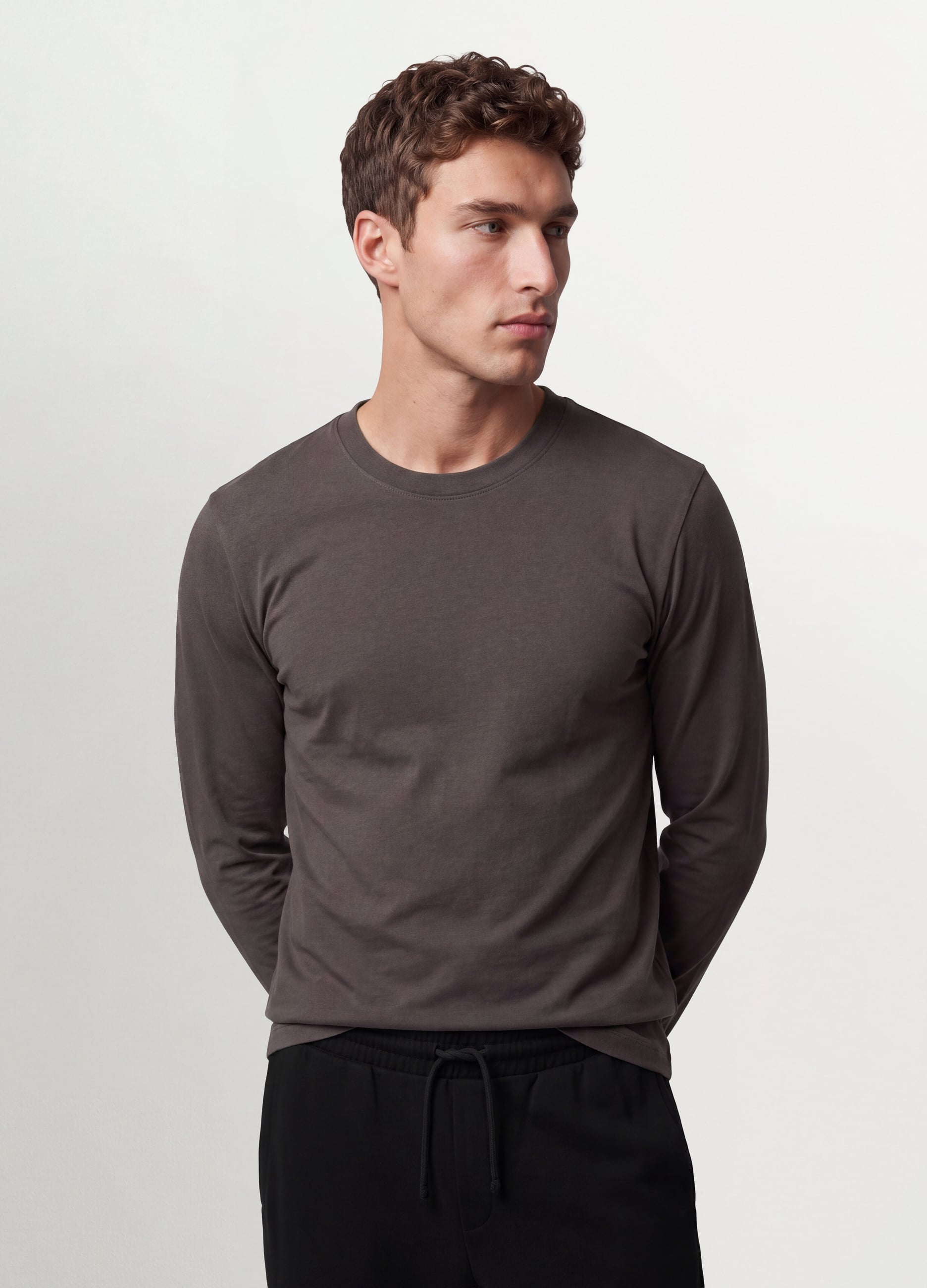 OVS, T-shirt Grigia A Maniche Lunghe In Puro Cotone Organico Con Girocollo, Uomo, Grigio, Taglia: L