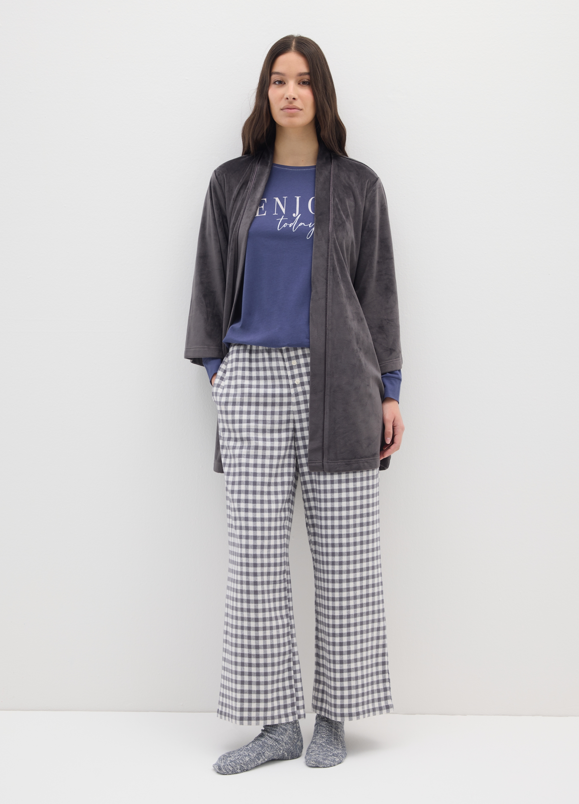 OVS, Vestaglia Grigia In Ciniglia Elasticizzata, Donna, Grigio, Taglia: M