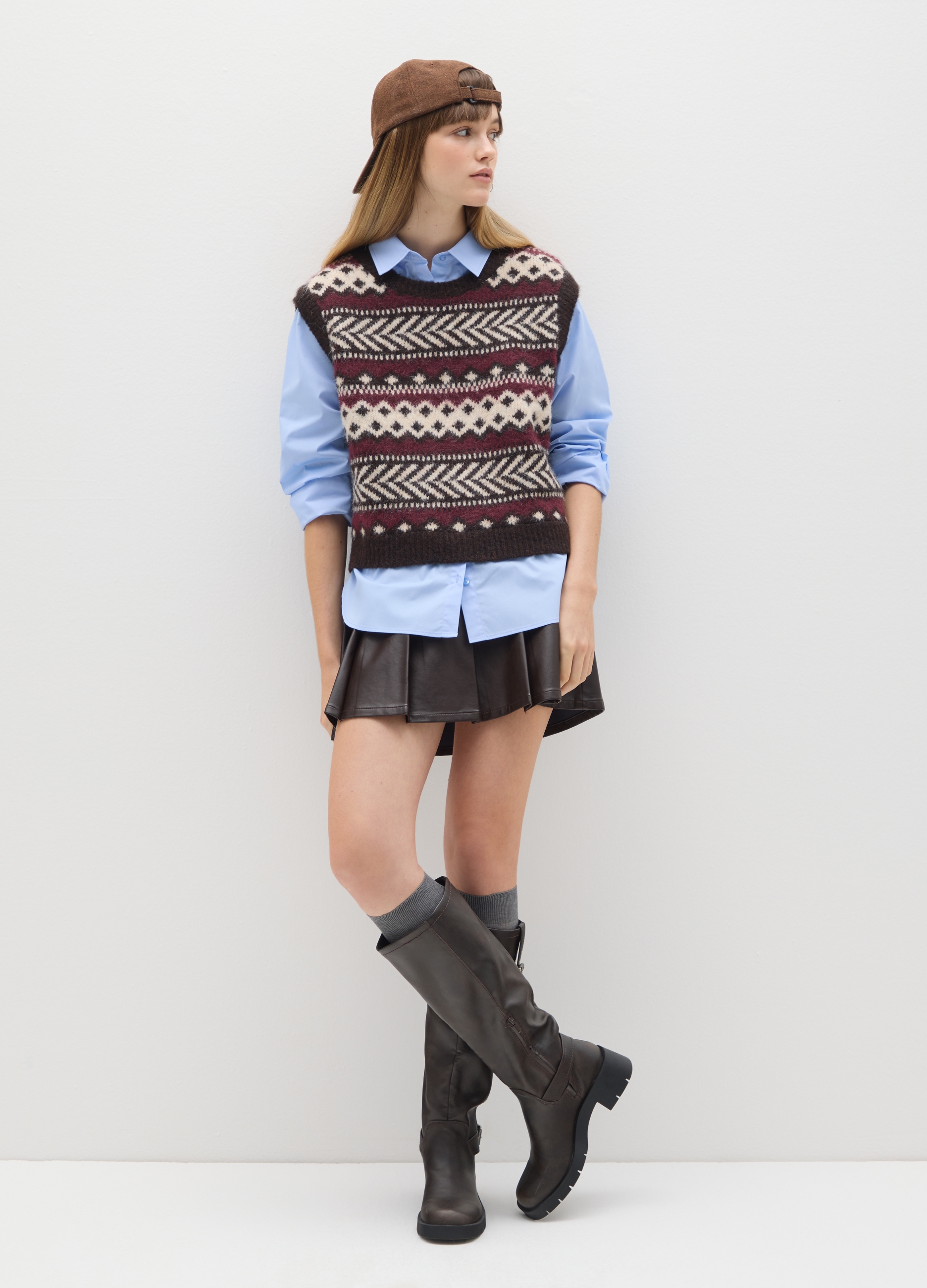 B.ANGEL, Minigonna Marrone Regular Fit Con Fascia E Fibbie, Donna, Marrone, Taglia: M