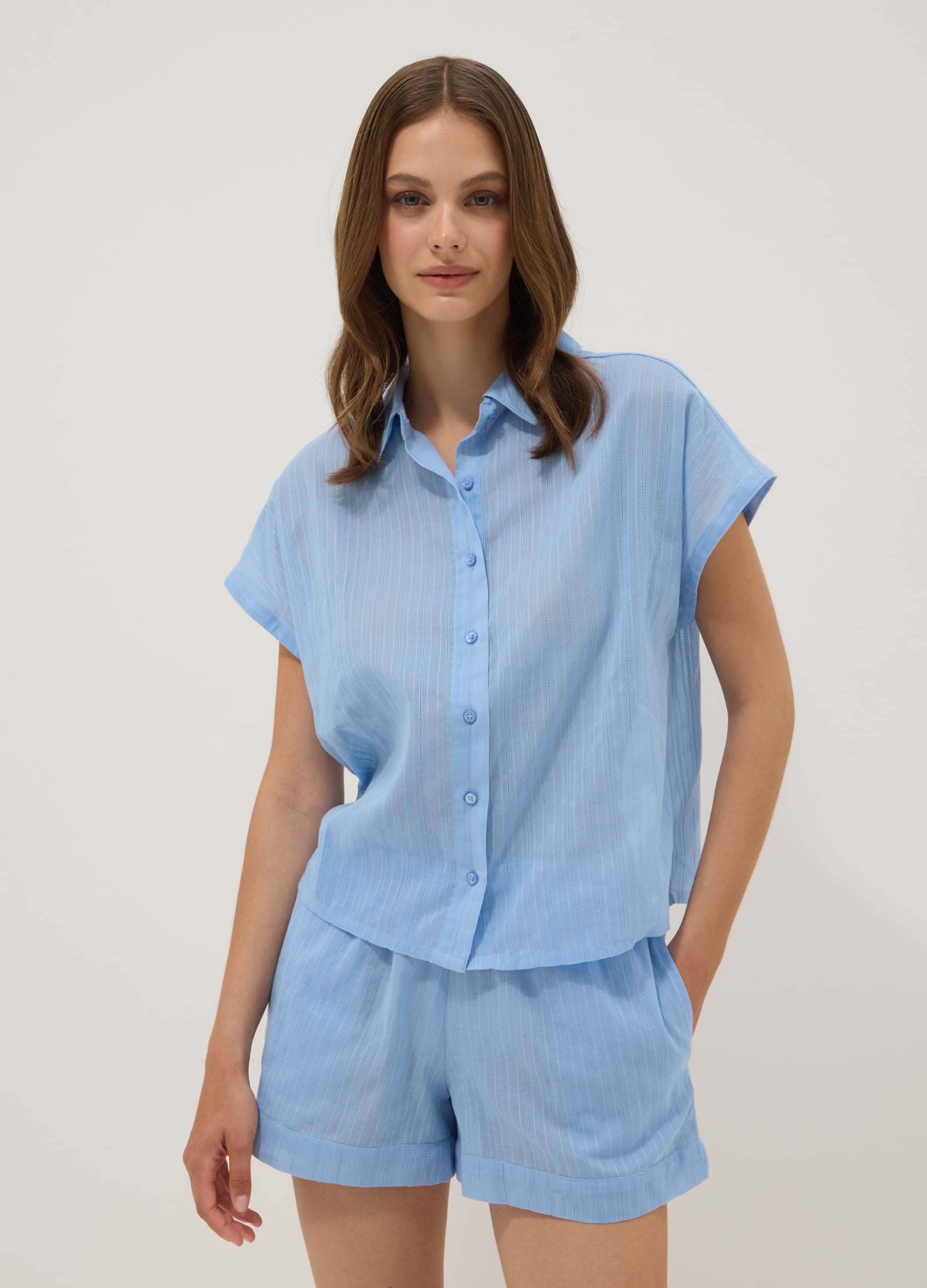 Ovs Donna Denim Pigiama Azzurro In Cotone Organico, Taglia: Xxl