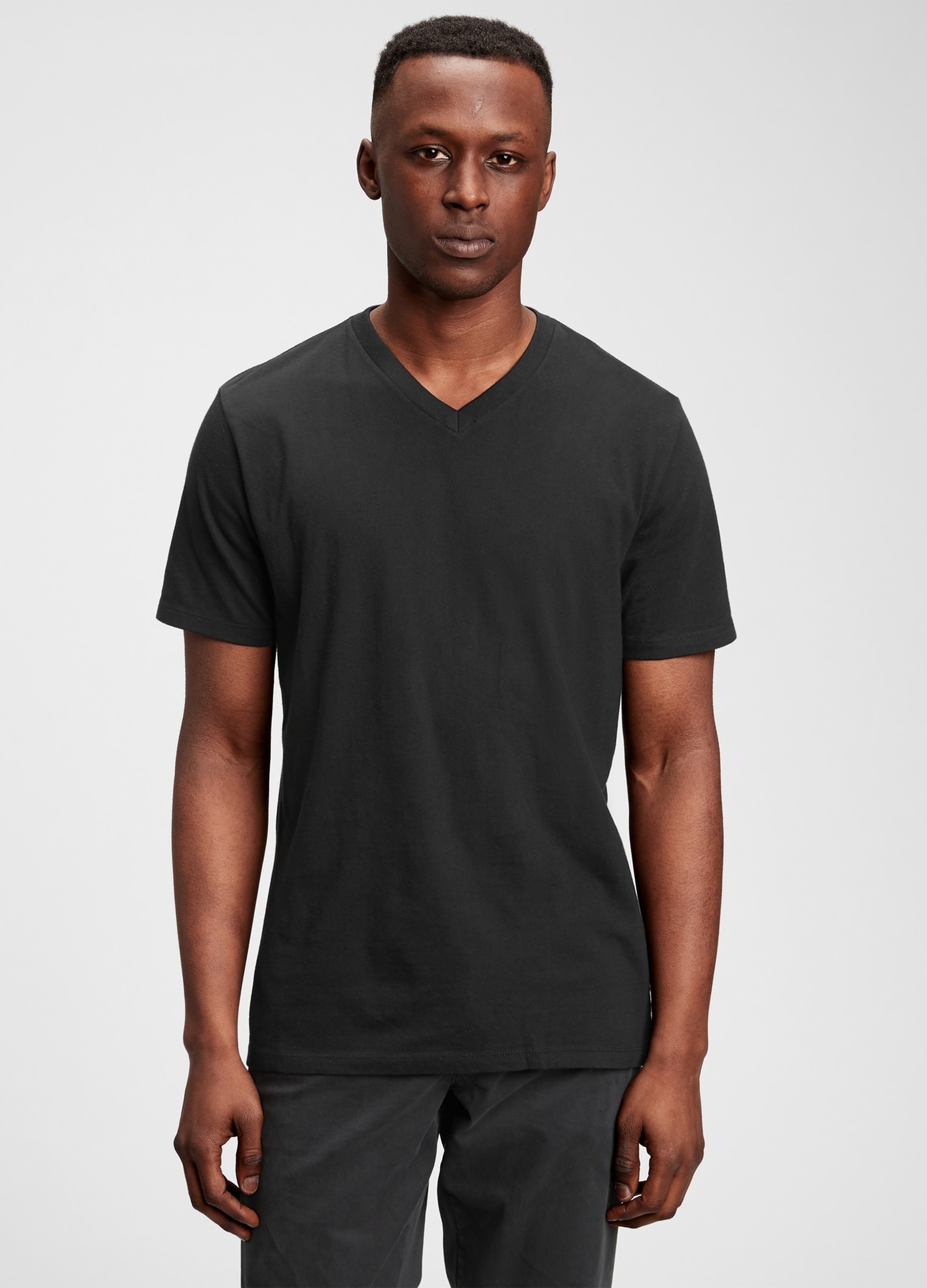 GAP, T-shirt In Cotone Scollo A V, Uomo, Nero, Taglia: M