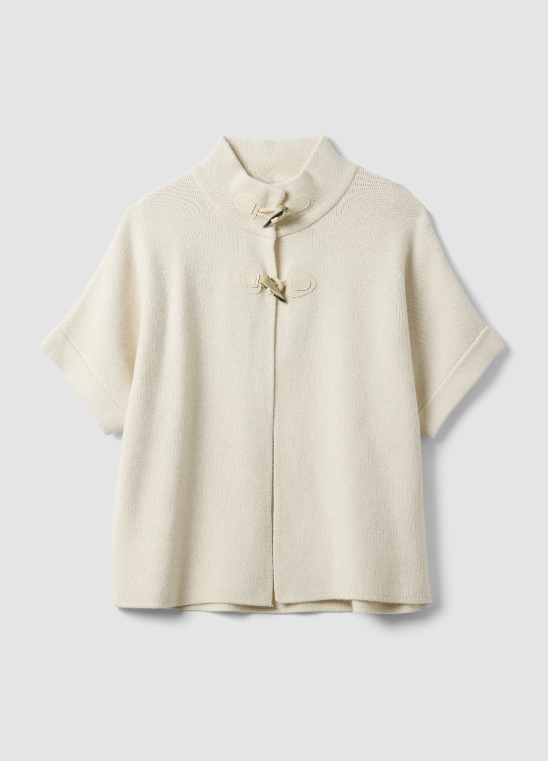 HYBRID, Cardigan Beige In Misto Viscosa Con Alamari Regular Fit, Donna, Beige, Taglia: S/M
