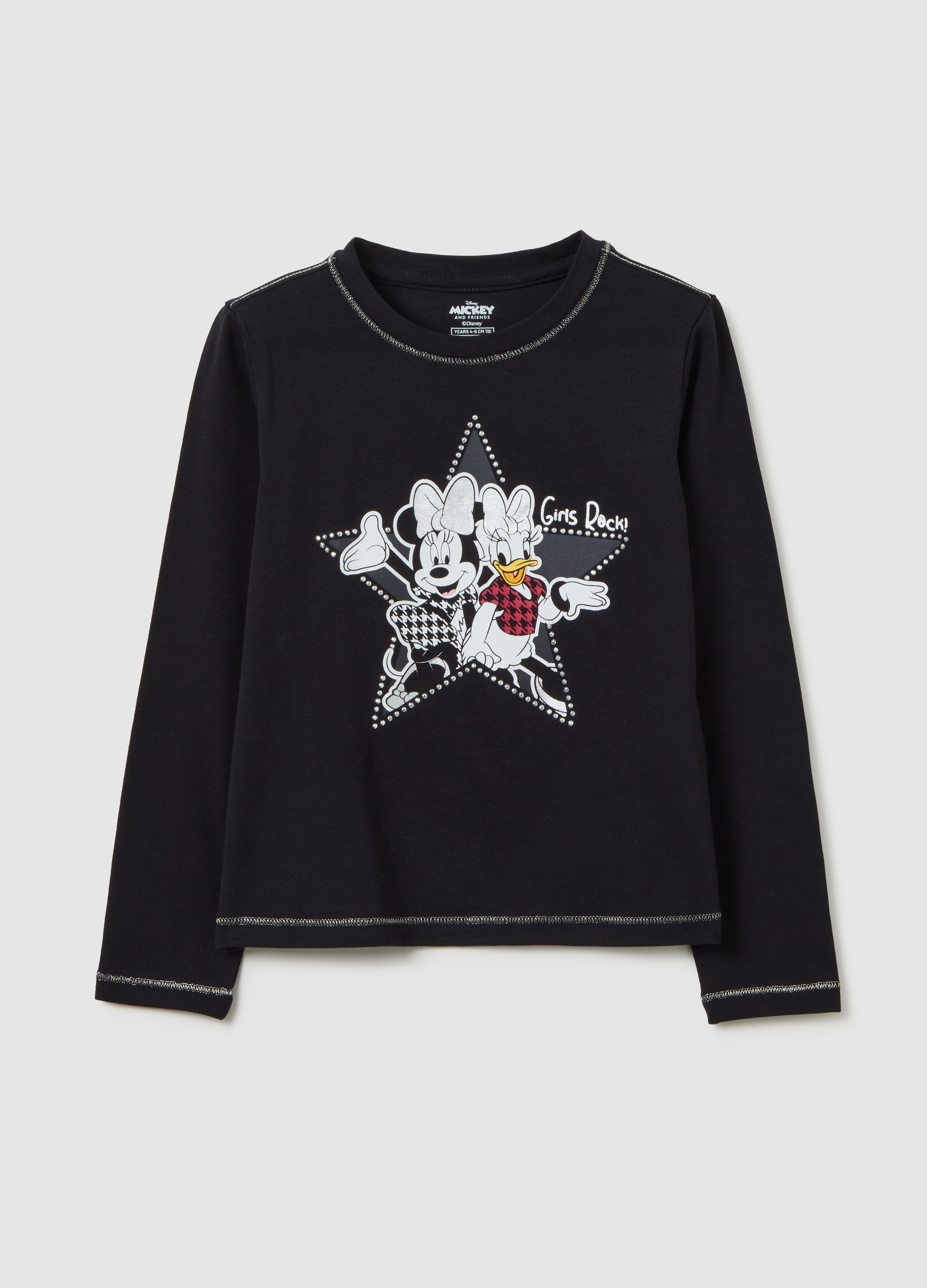 Camiseta Para Niña De Algodón Elástico Negra Ajuste Regular, Niña, Gunmetal, Talla: 7-8