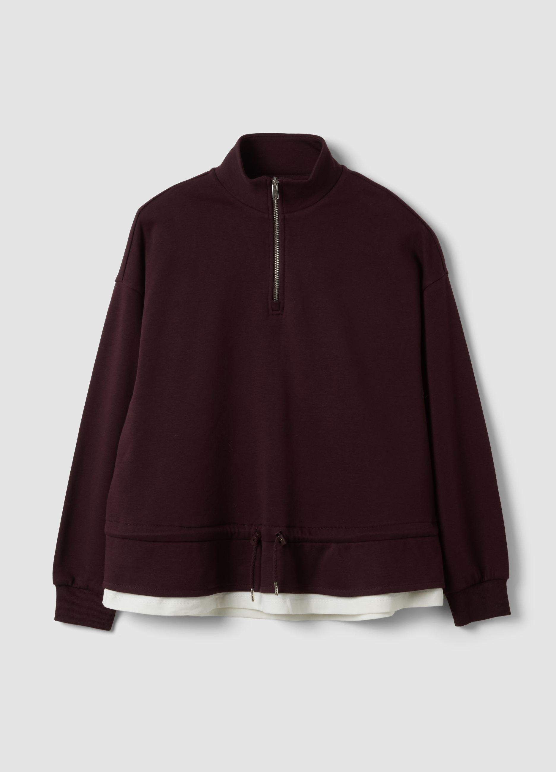 B.ANGEL, Half-zip Viola In Misto Cotone A Strati Regular Fit, Donna, Viola, Taglia: XL