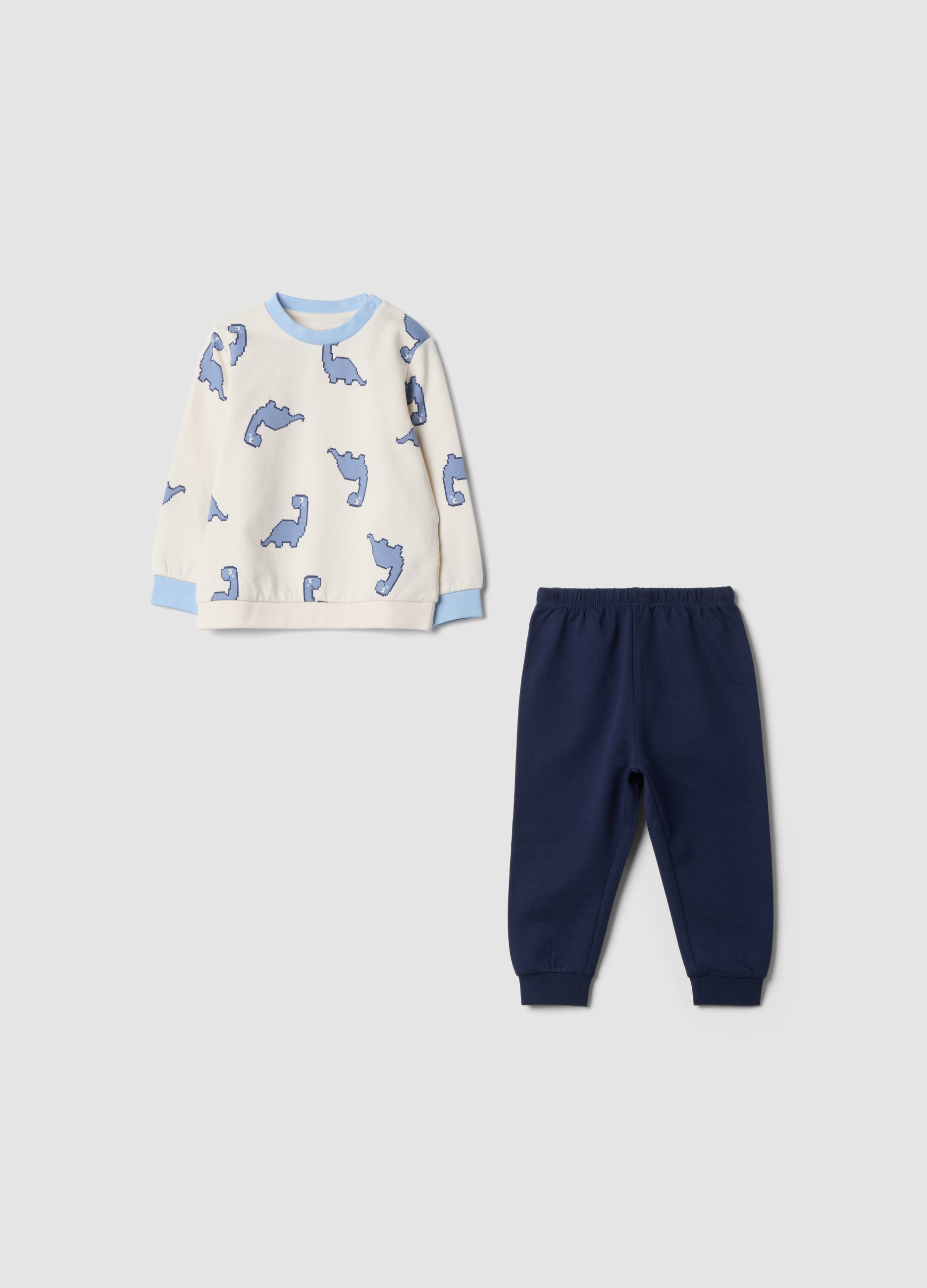 FAGOTTINO, Pigiama Blu In Puro Cotone Organico Con Girocollo, Bambino, Blu, Taglia: 9-12