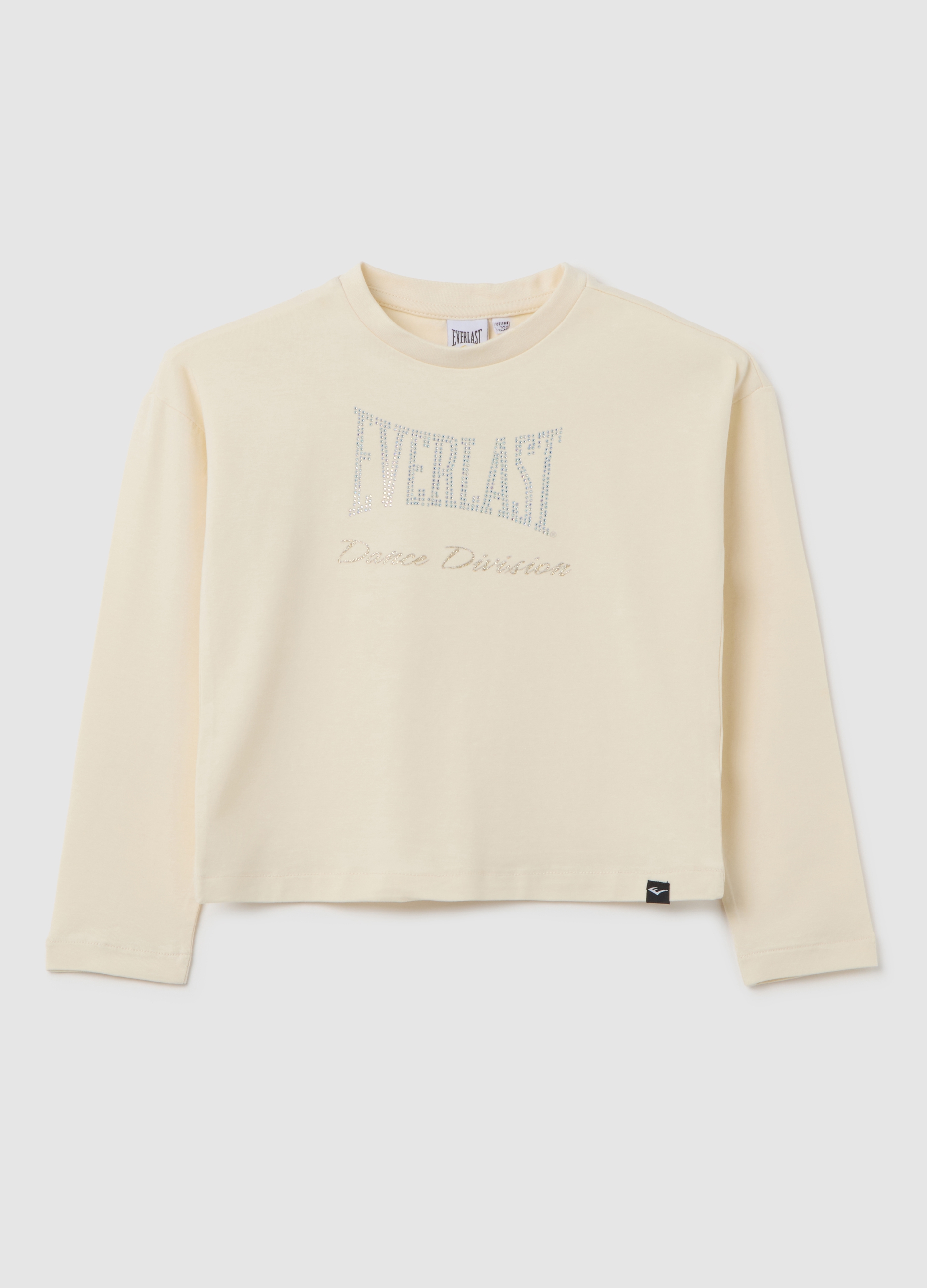 EVERLAST, Maglietta Da Bambina In Cotone Elasticizzato Beige Con Strass, Beige, Taglia: 5-6