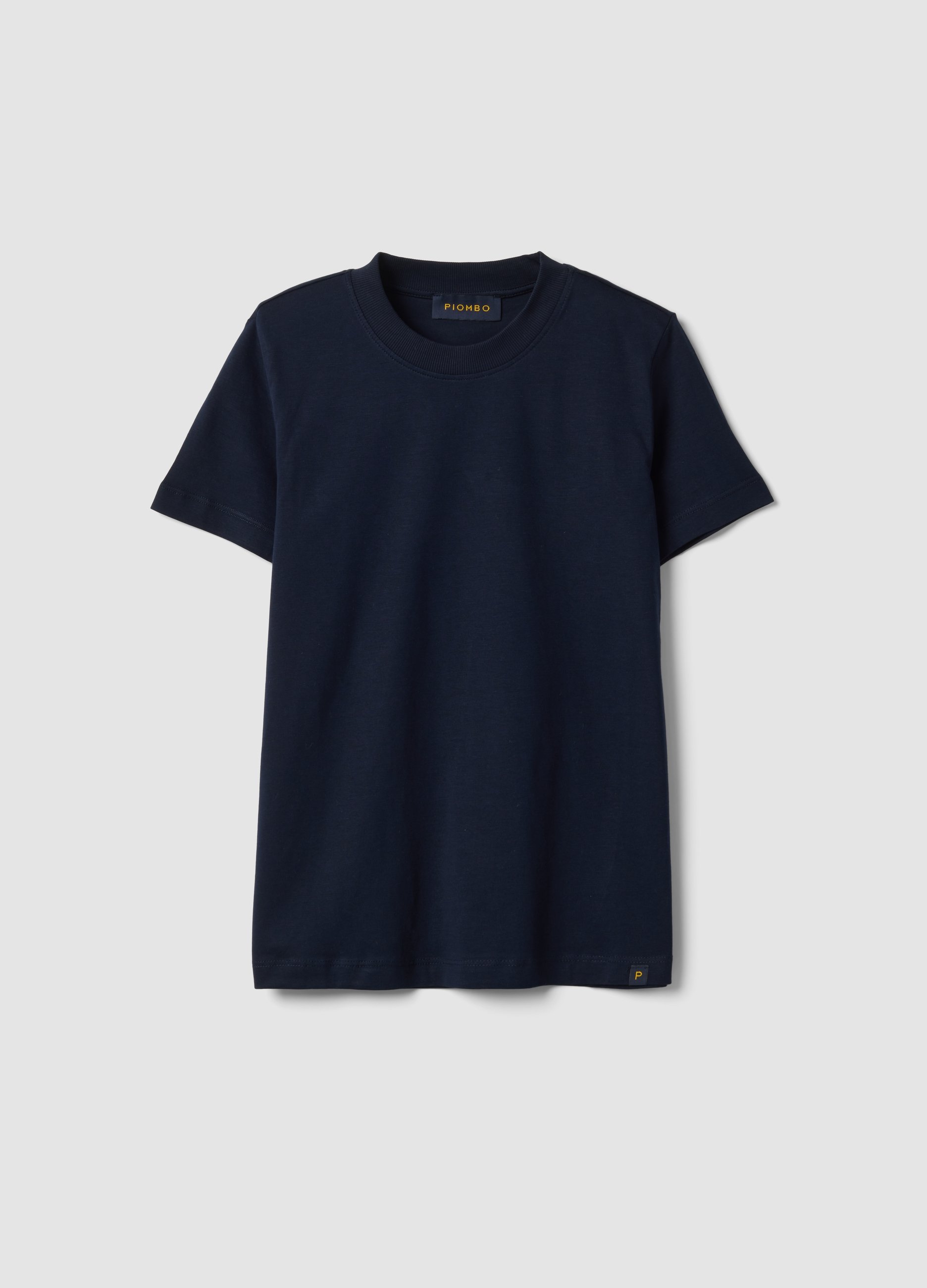 PIOMBO, T-shirt Blu In Puro Cotone Supima A Maniche Corte Regular Fit, Mujer, Azul marino, Talla: 34
