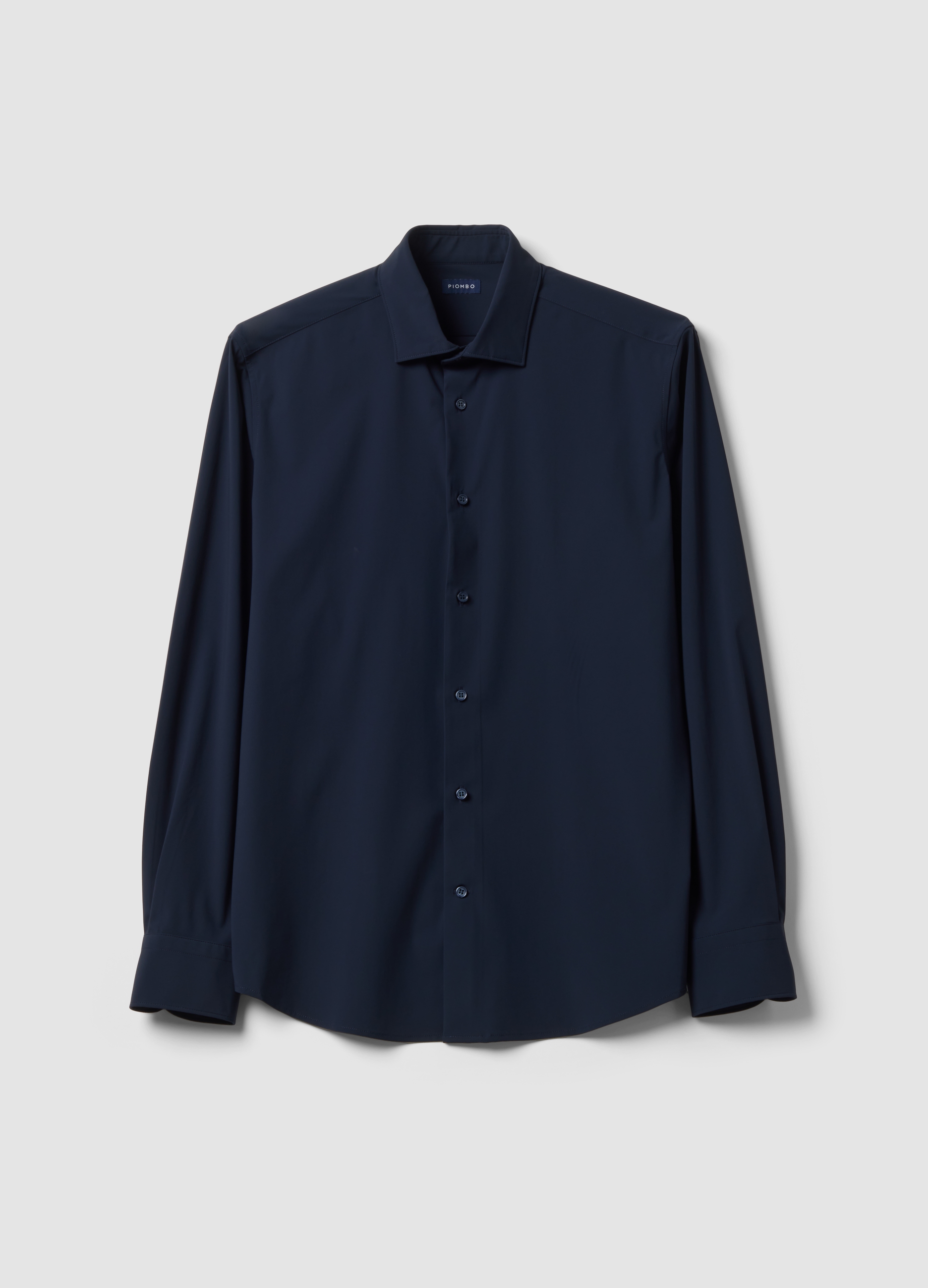 Piombo Tech, Camicia Blu In Tessuto Elasticizzato Traspirante E 4 Way Stretch Slim Fit, Uomo, Blu, Taglia: S