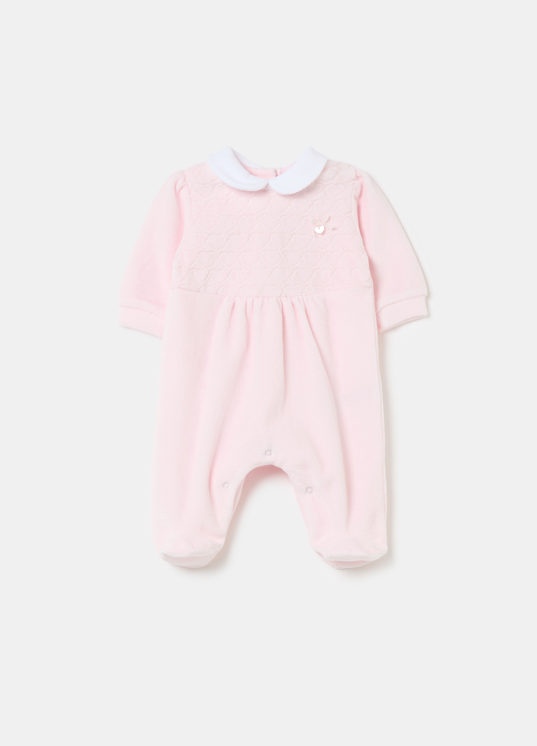 FAGOTTINO, Tutina In Velour Con Piedini Ricamo Cuoricini, Neonata, Rosa, Taglia: 1-3