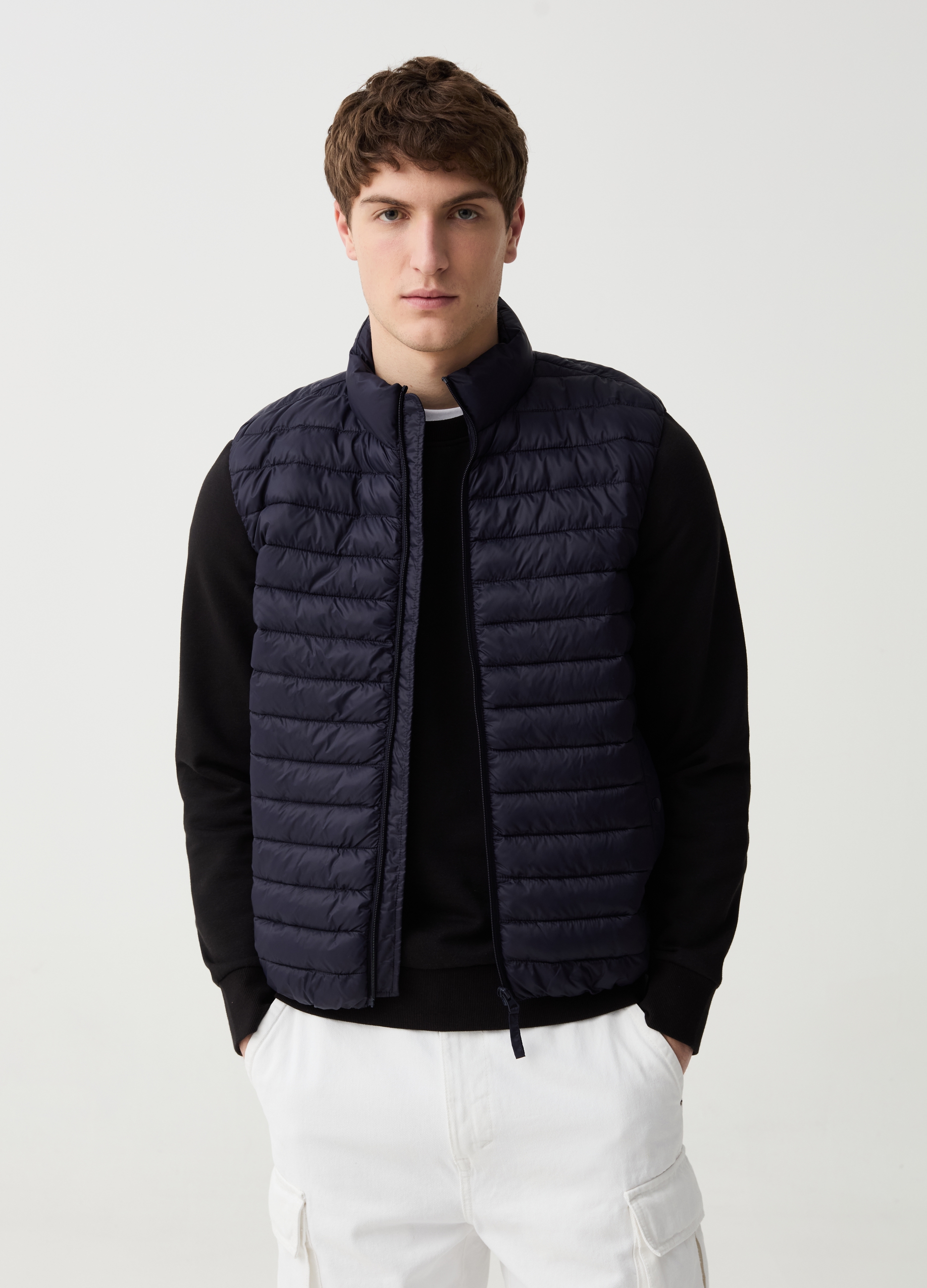 OVS , Gilet Trapuntato Ultralight A Collo Alto, Uomo, Blu, Taglia: L