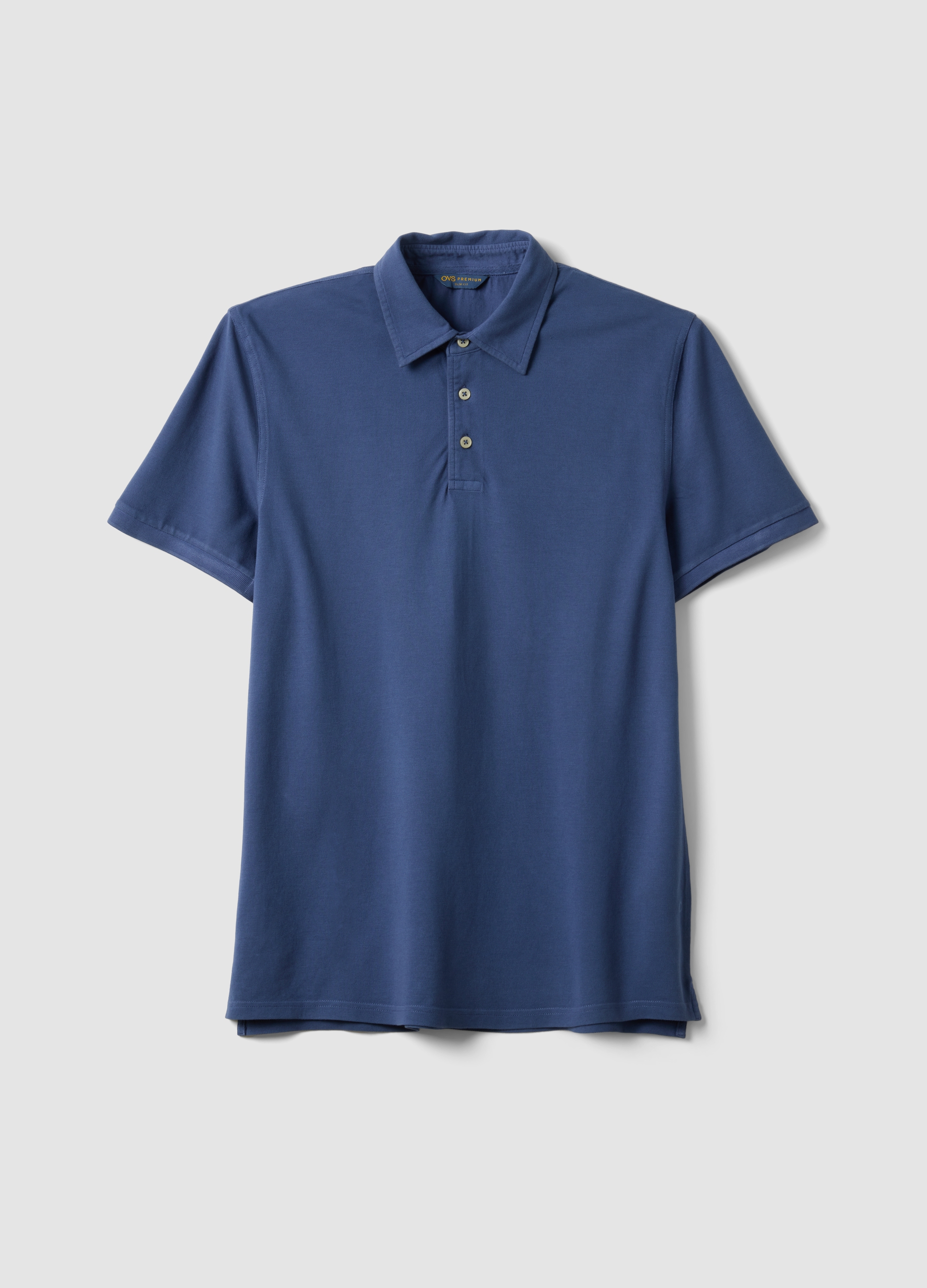 Polo Blu In Puro Cotone A Maniche Corte Slim Fit, Hombre, Azul suave, Talla: M