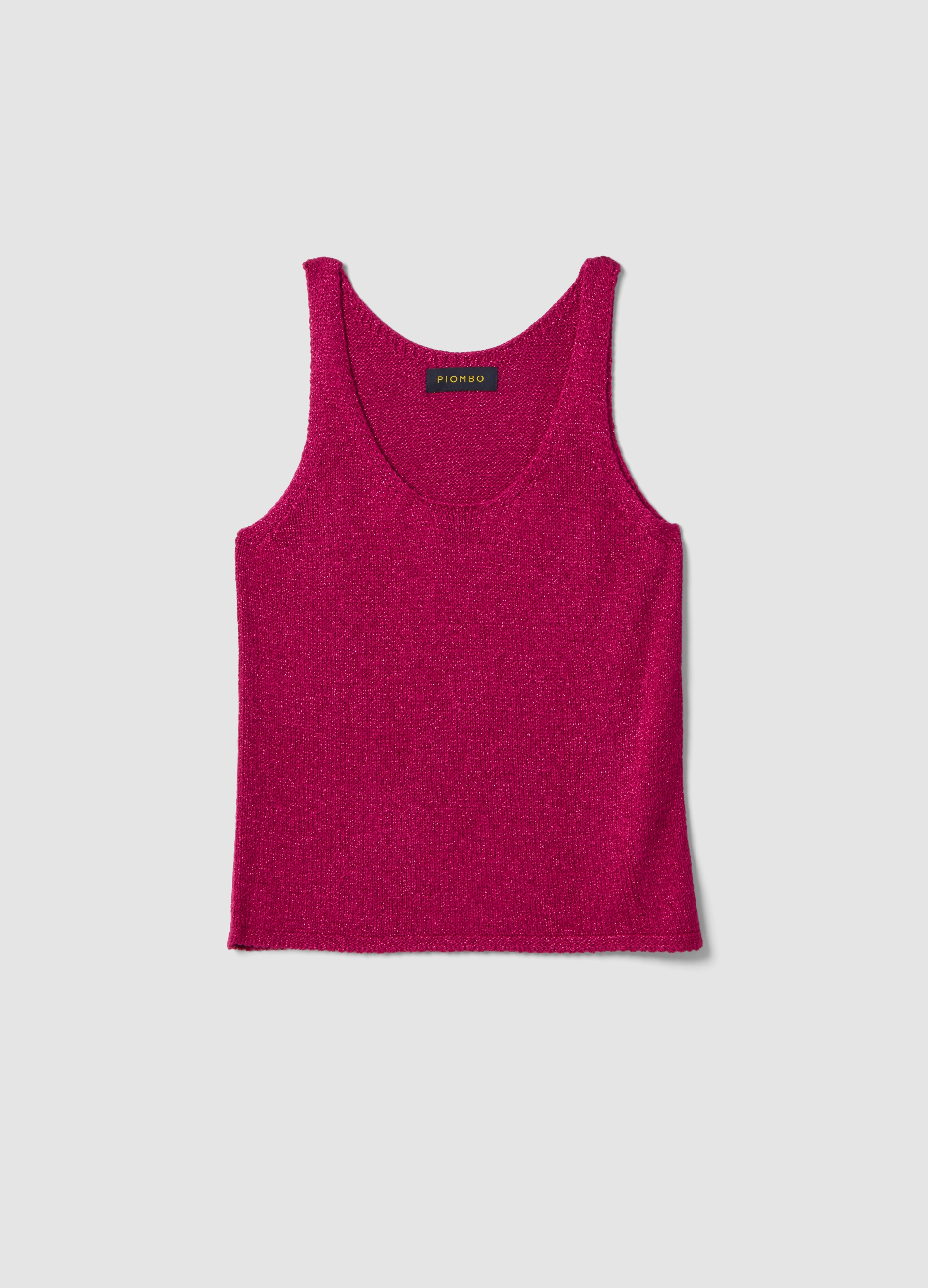 PIOMBO, Camiseta De Tirantes Rosa De Mezcla De Viscosa Regular Fit Con Brillo, Mujer, Fucsia, Talla: 42