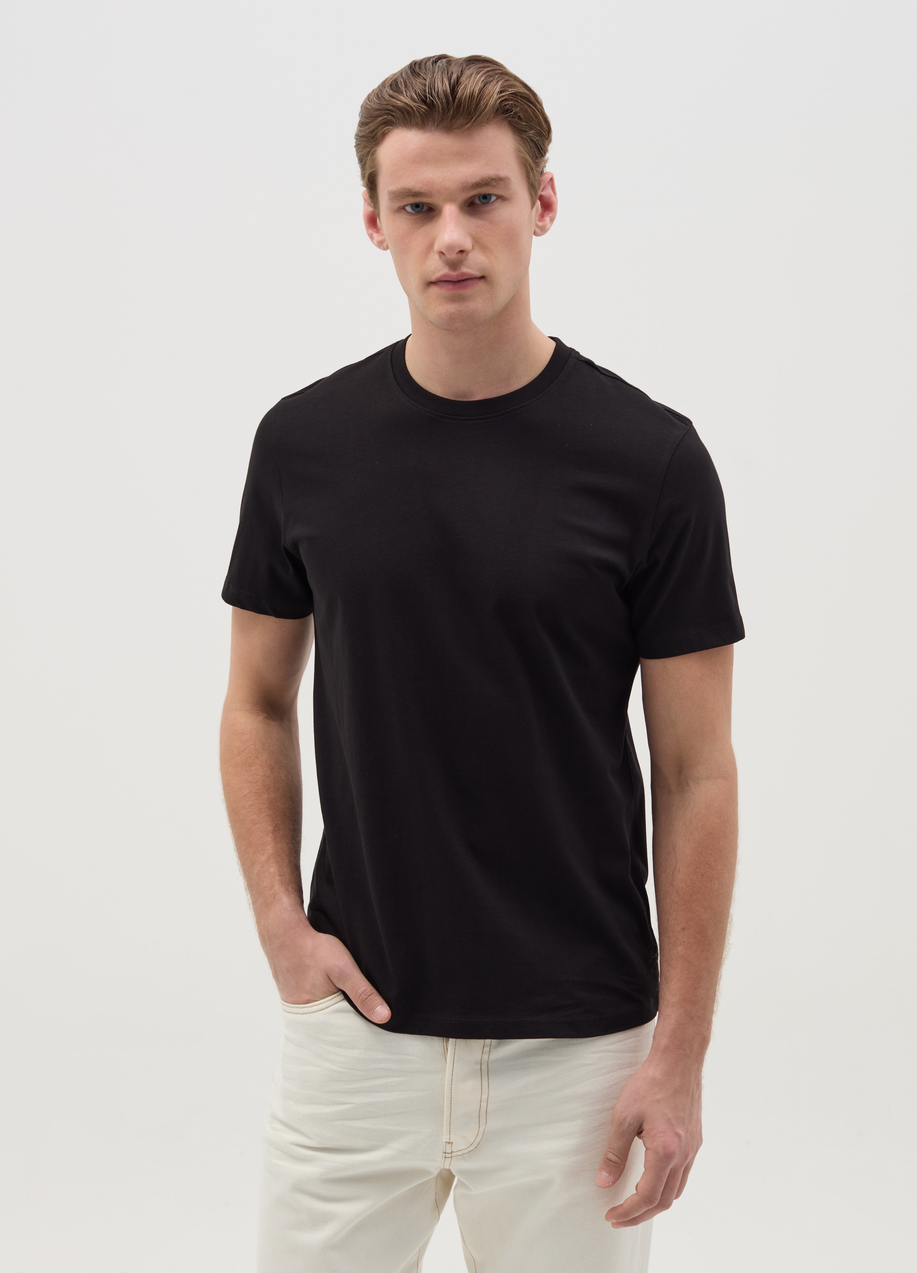 OVS , T-shirt In Cotone Bio, Uomo, Nero, Taglia: S