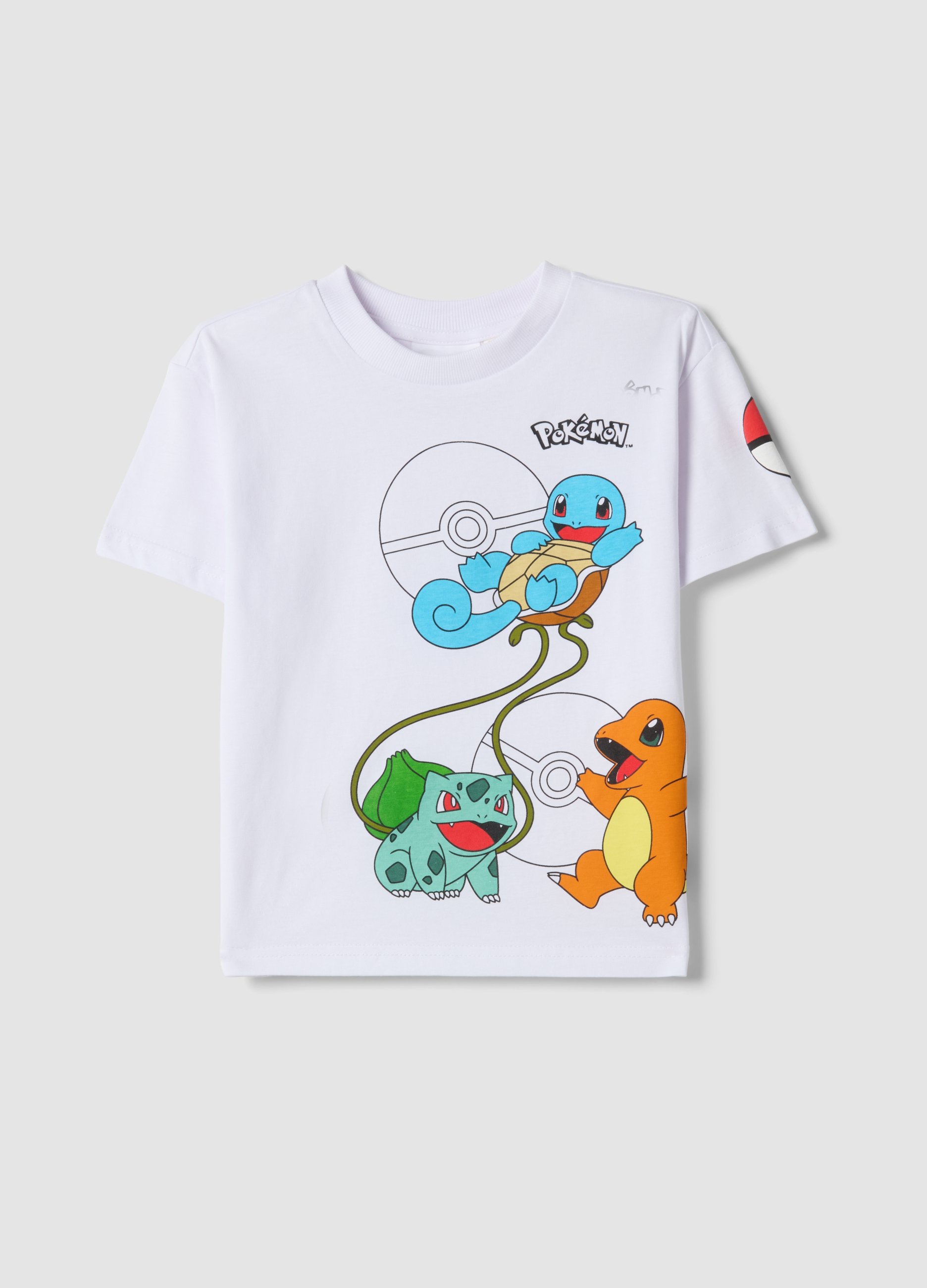 OVS KIDS, Camiseta Blanca De Niños En Algodón Puro Regular Fit Con Pokémon, Niño, Blanco óptico, Talla: 6-7