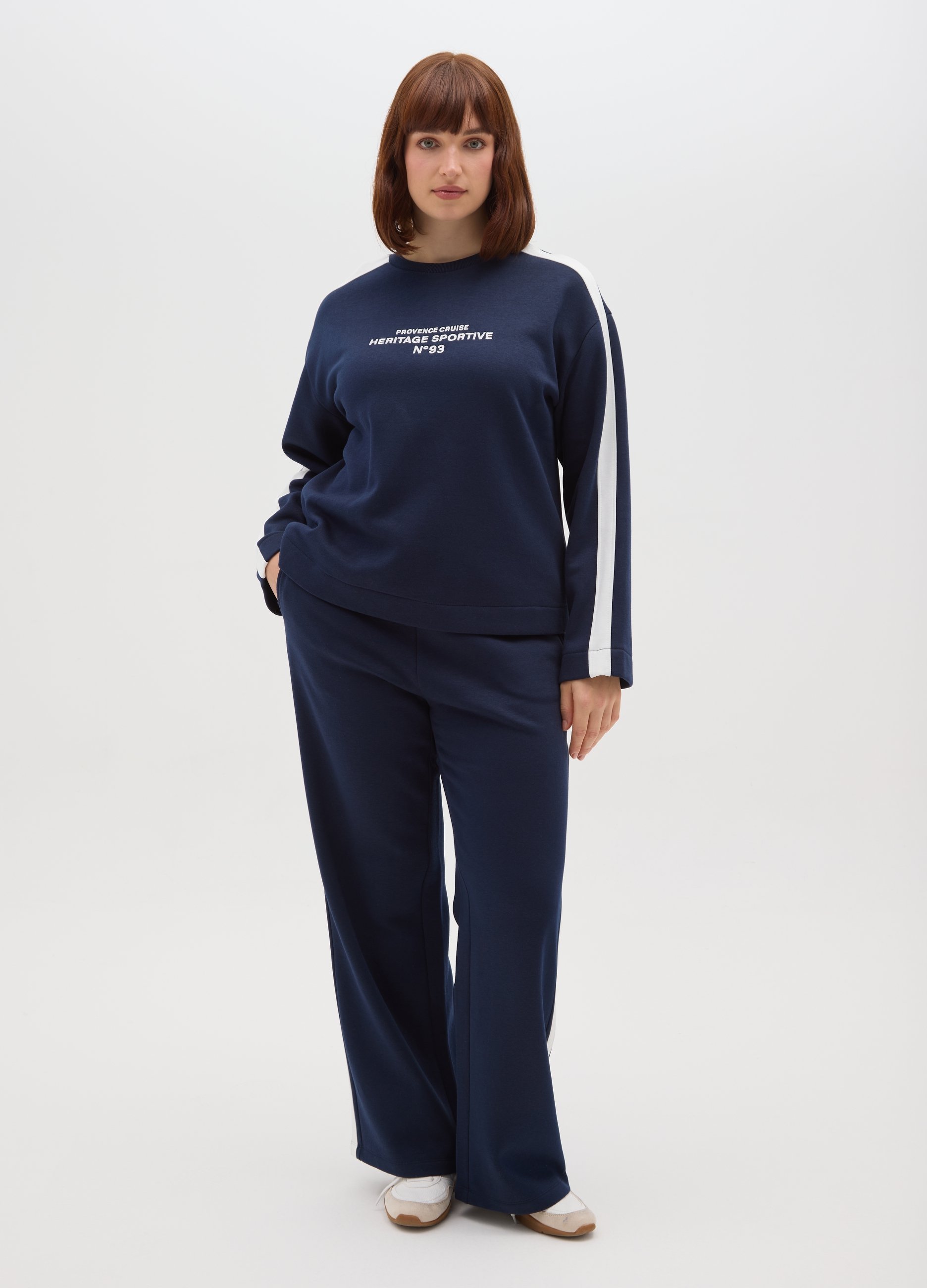 MYA, Pantaloni In Misto Cotone Blu Regular Fit, Donna, Multicolor, Taglia: M