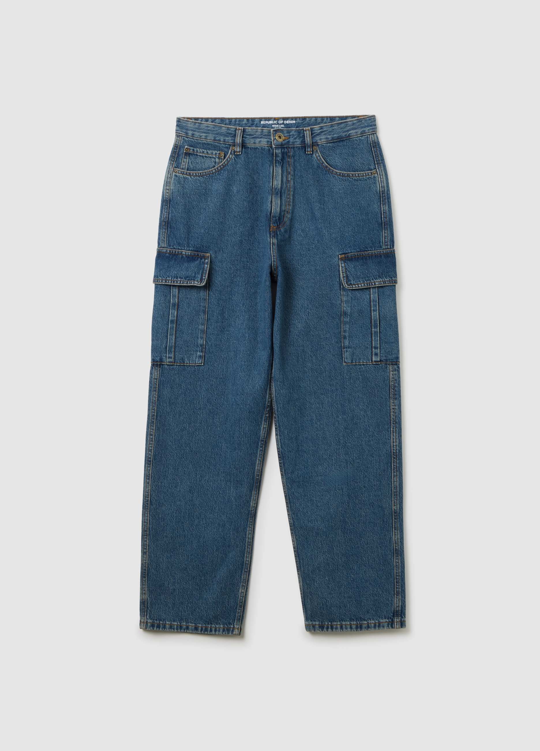 Jeans De Pierna Ancha En Denim De Algodón Puro, Hombre, Azul vaquero, Talla: 52