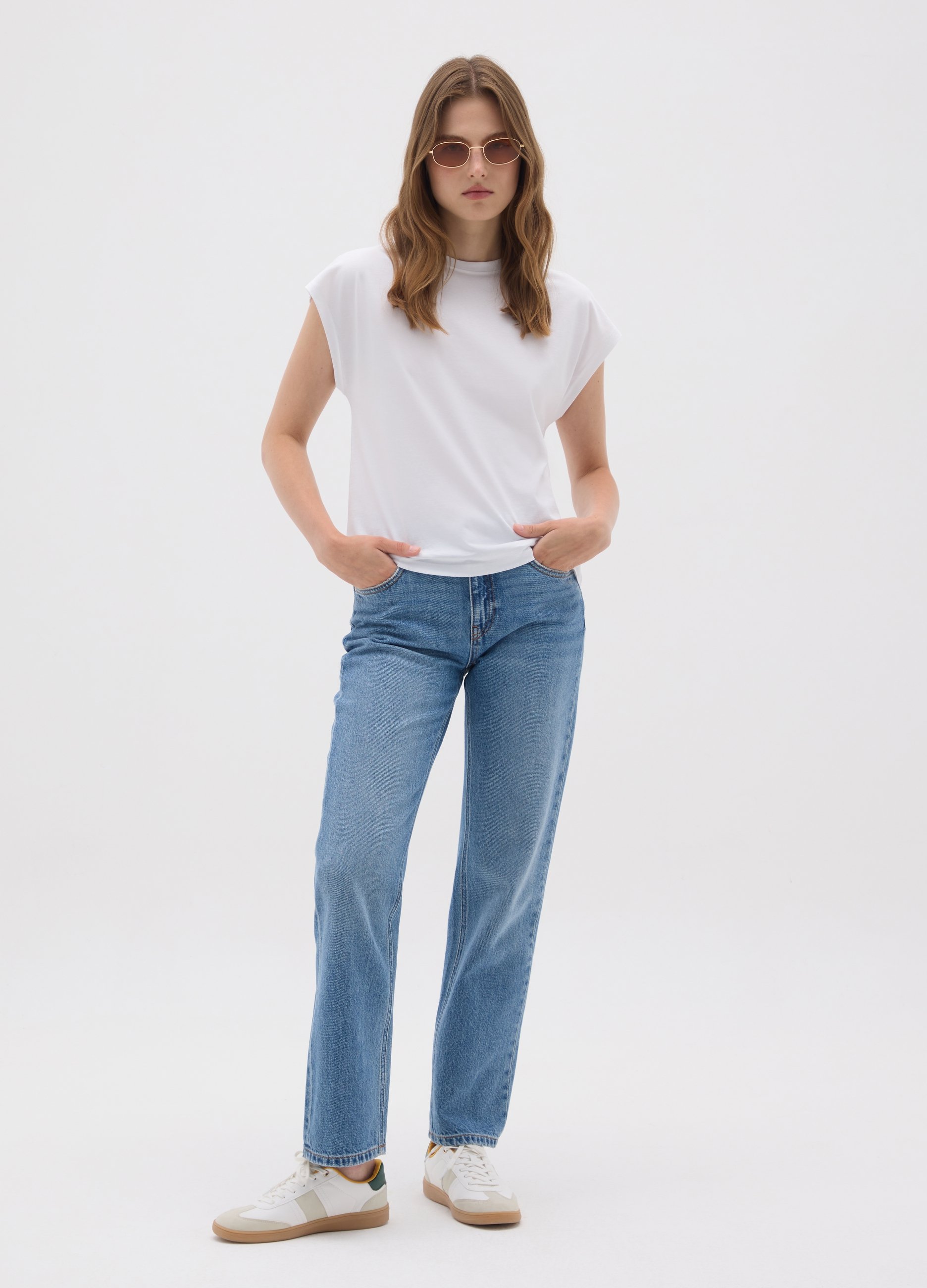 OVS , Jeans Da Donna In Puro Cotone Denim Regular Fit, Denim, Taglia: 38