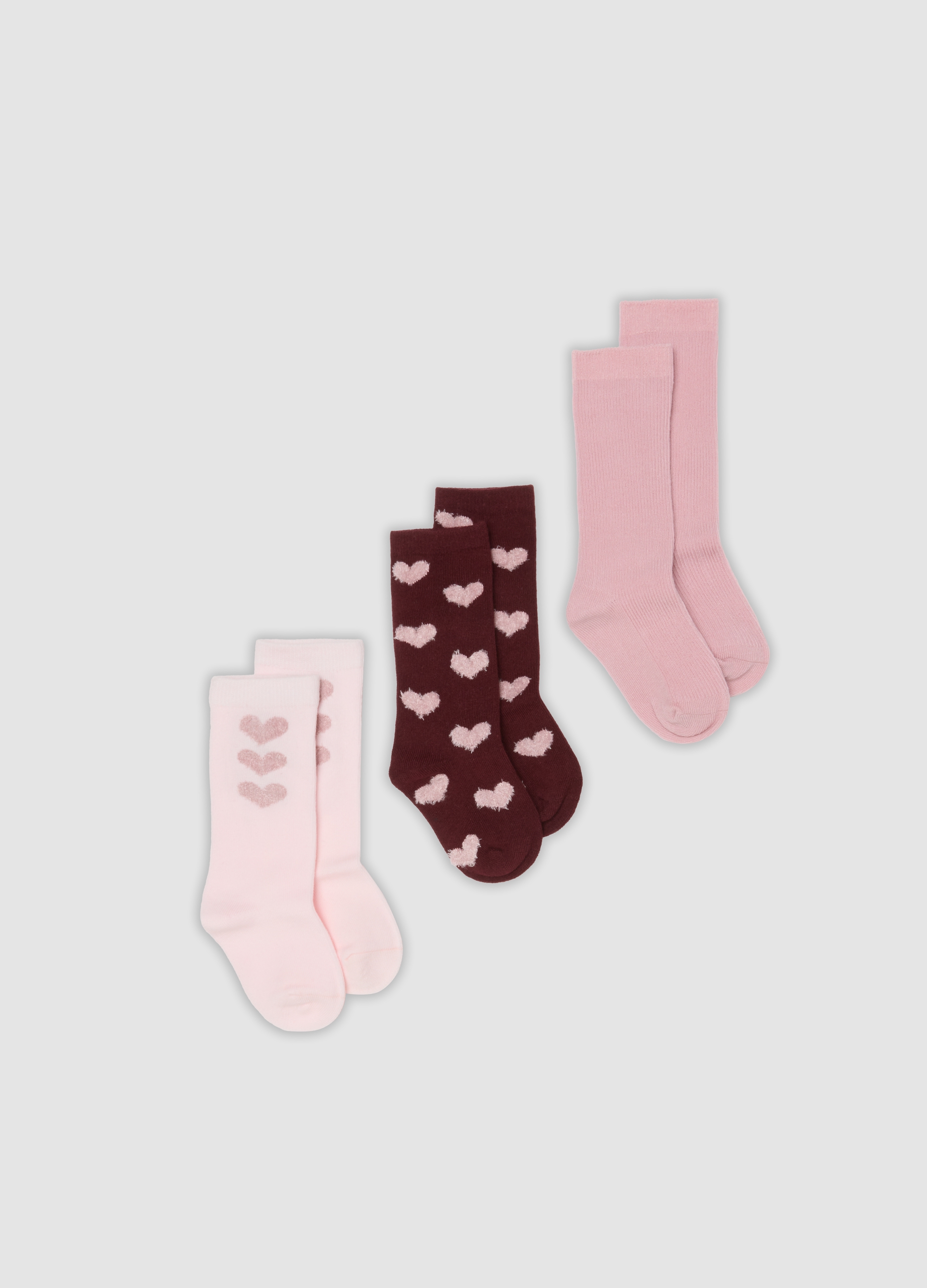 FAGOTTINO, Tripack Di Calze Lunghe Rosa In Cotone Organico Elasticizzato, Bambina, Rosa, Taglia: 12-18