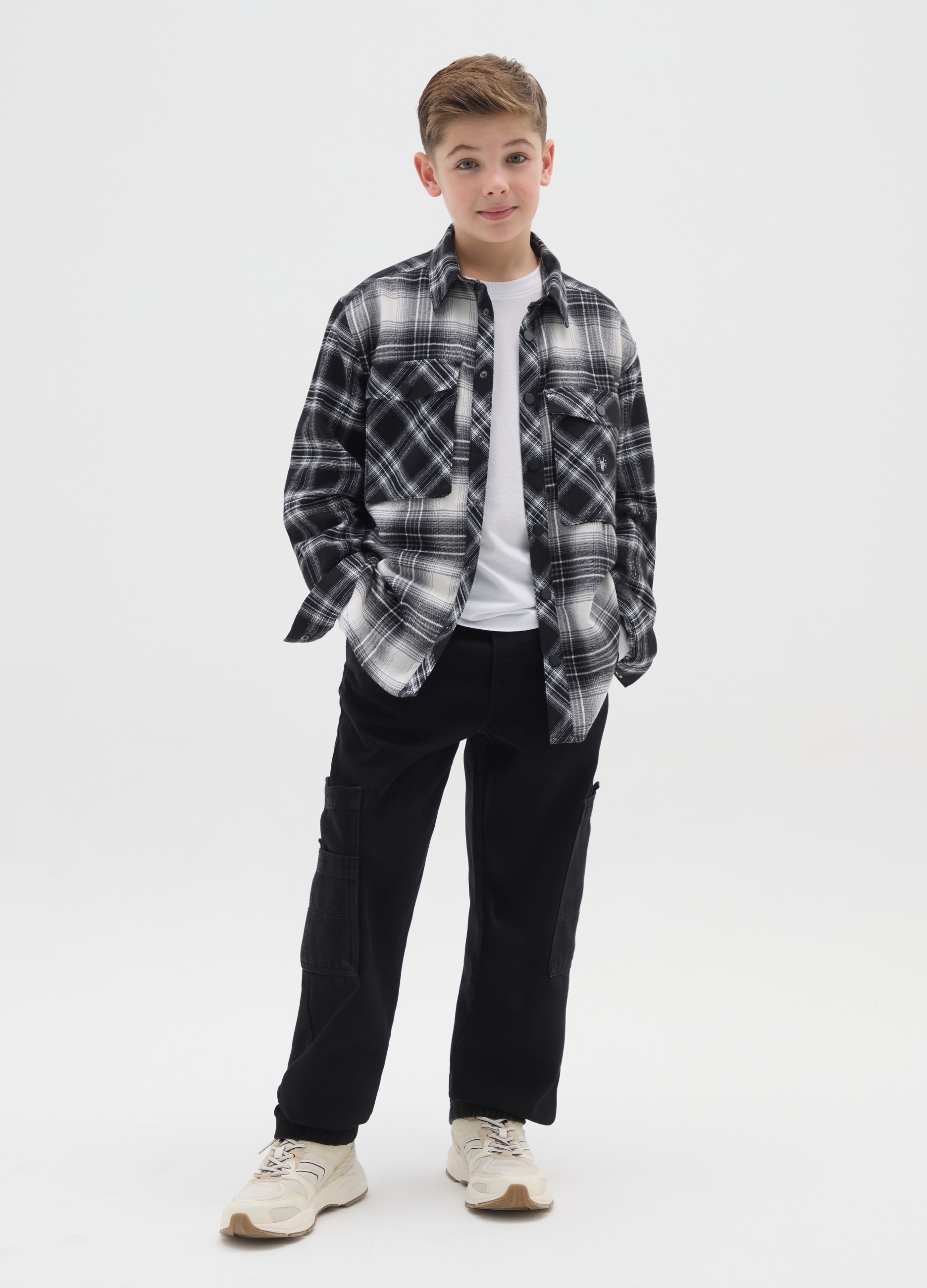 OVS KIDS, Pantaloni Cargo Da Ragazzo In Misto Cotone Nero, Bambino, Nero, Taglia: 10-11