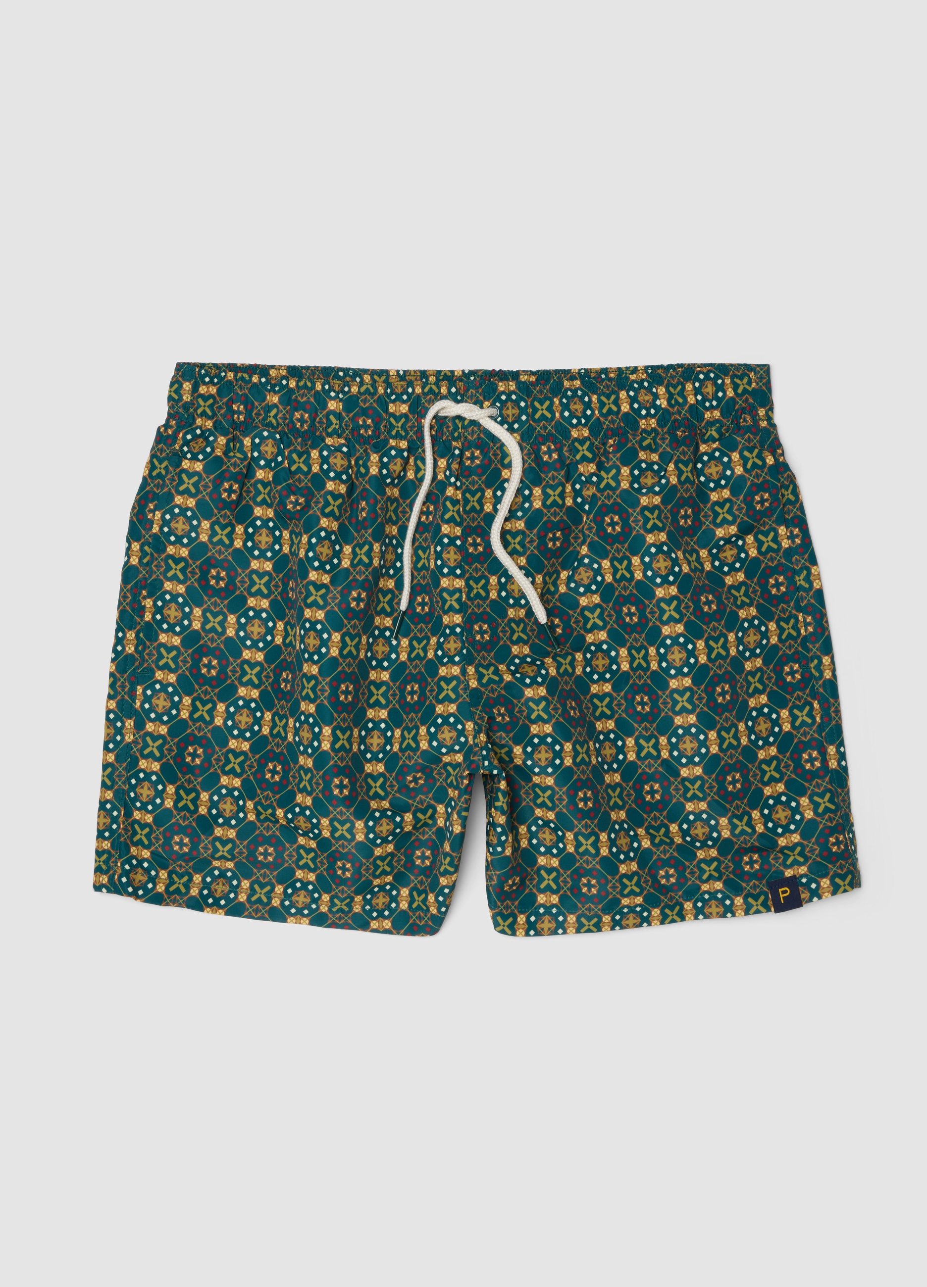 PIOMBO, Bañador Tipo Bóxer Verde Estampado Con Cintura Elástica, Hombre, Green/White, Talla: L