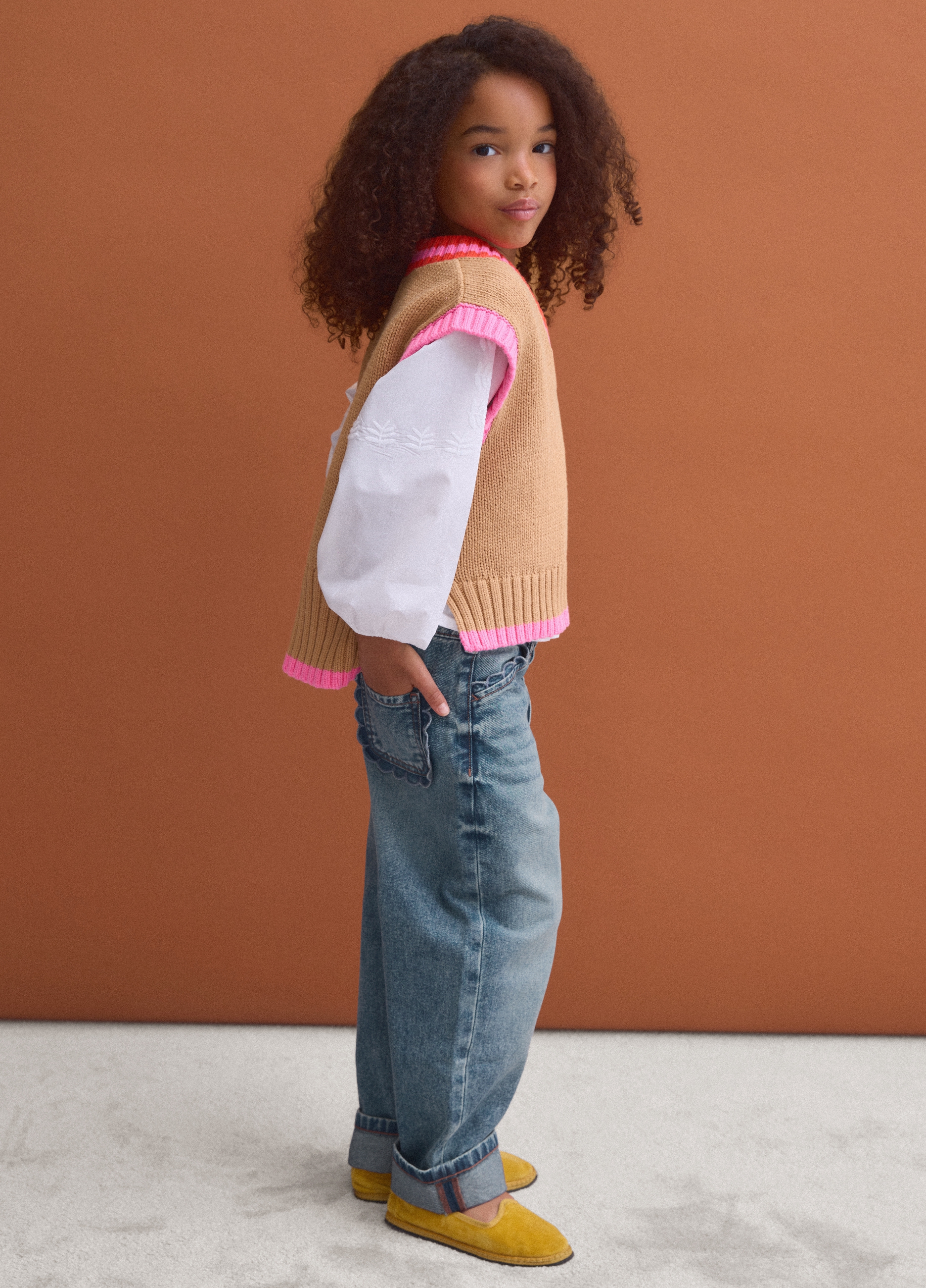 PIOMBO KIDS, Jeans Blu In Puro Cotone Straight Fit Con Passanti Per Bambina, Blu, Taglia: 6