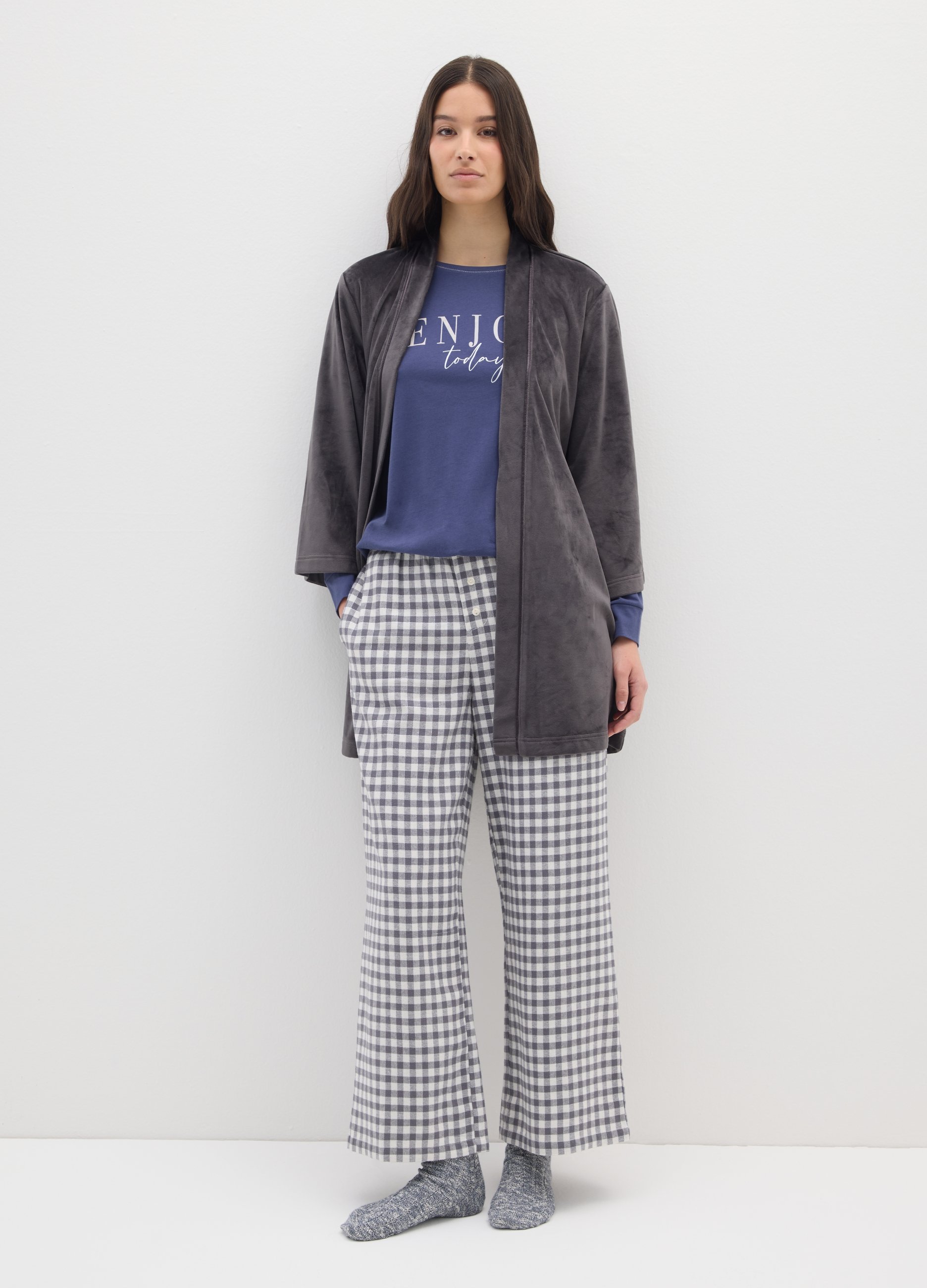 OVS, Bata Gris De Chenilla Elástica, Mujer, Gris claro, Talla: S