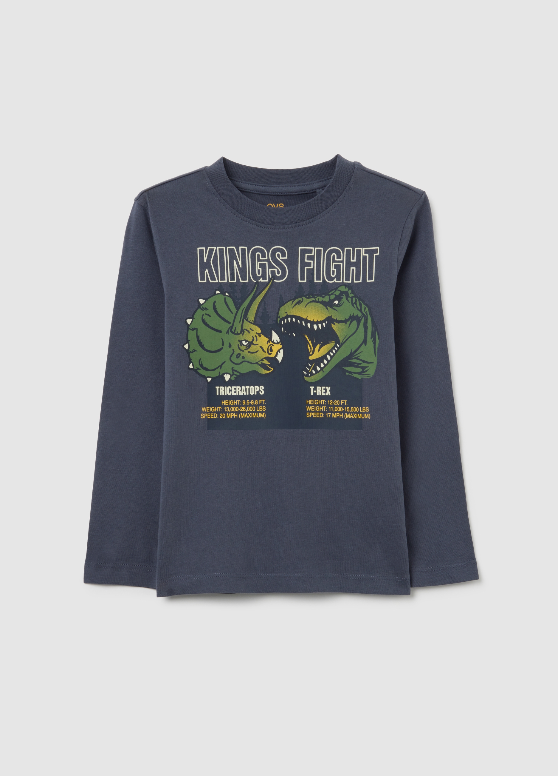 OVS KIDS, Maglietta Blu A Maniche Lunghe, Bambino, Nero, Taglia: 6-7