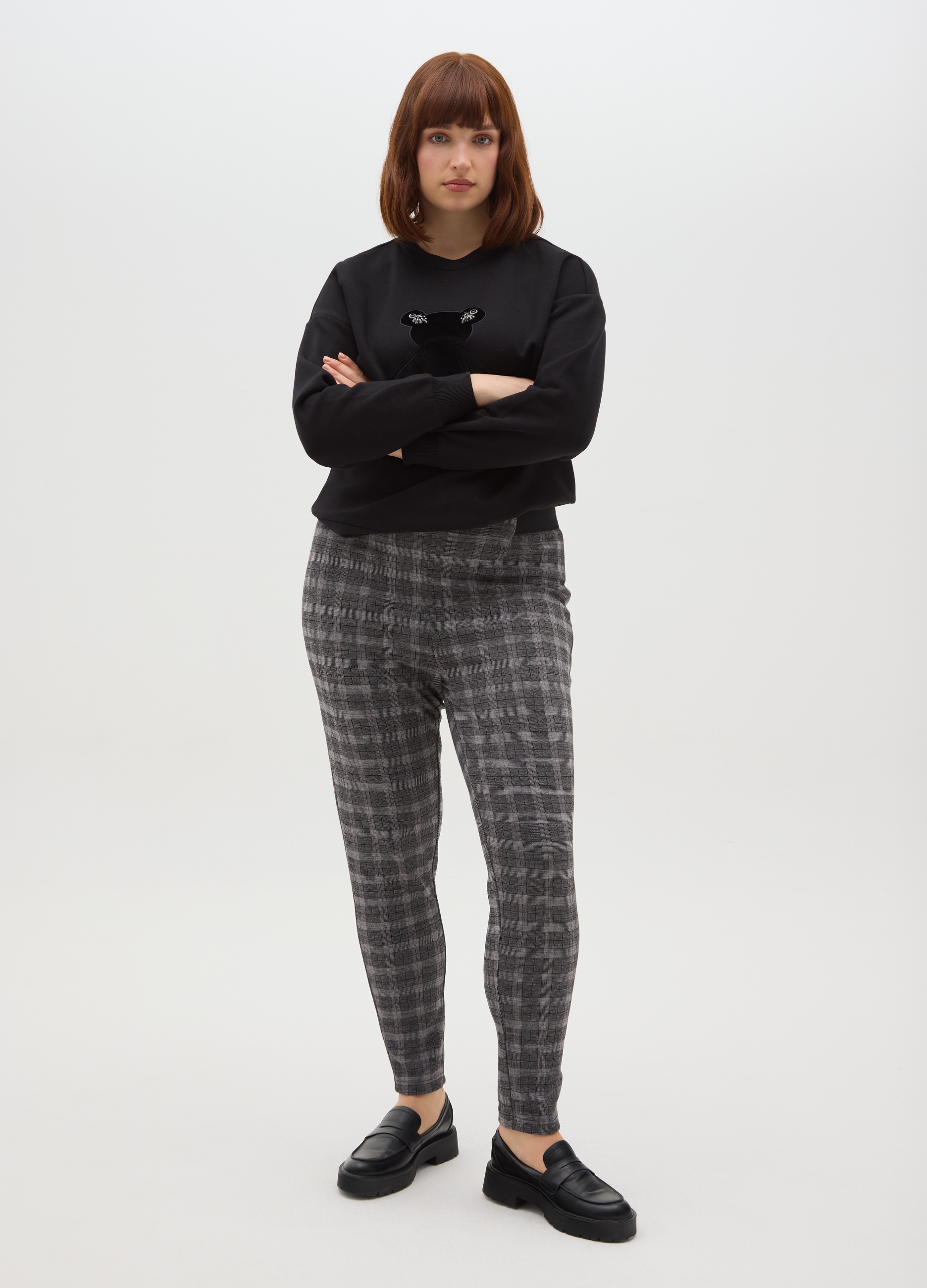 MYA, Leggings A Quadri Multicolor Slim Fit, Donna, Multicolor, Taglia: L