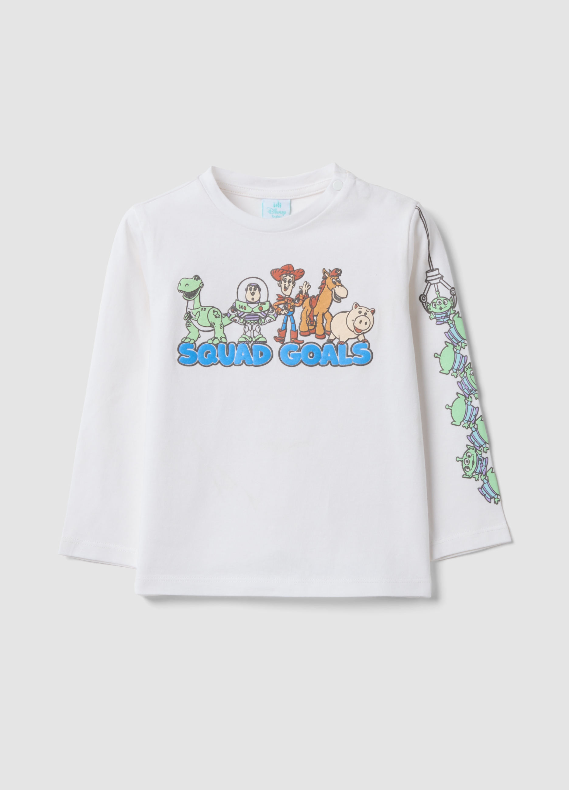 FAGOTTINO, Maglia Bianca A Maniche Lunghe In Puro Cotone A Tema Toy Story Per Bimbo, Bambino, Bianco, Taglia: 18-24
