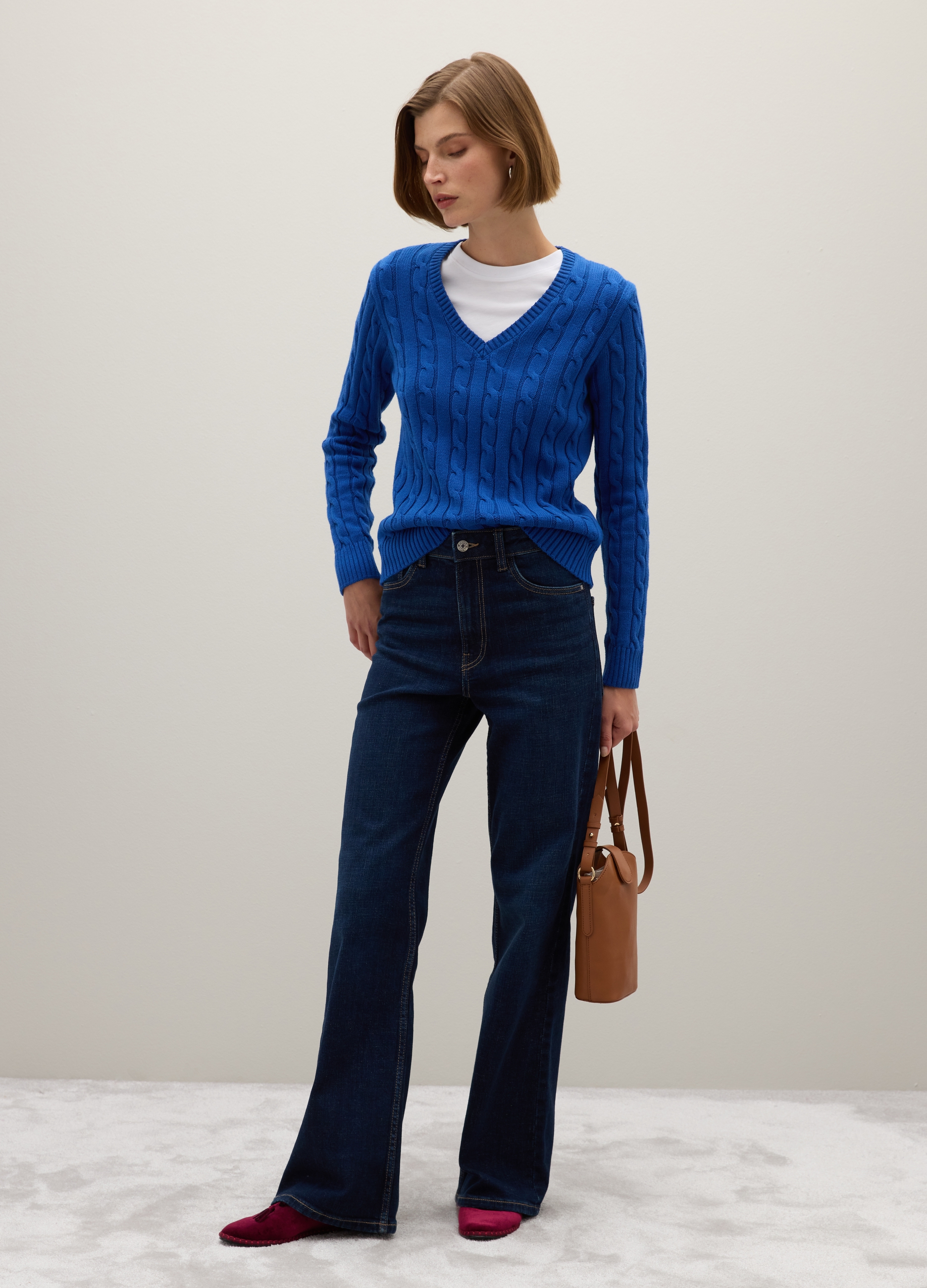 OVS, Maglione In Puro Cotone Blu Regular Fit, Frau, Königsblau, Größe: 34